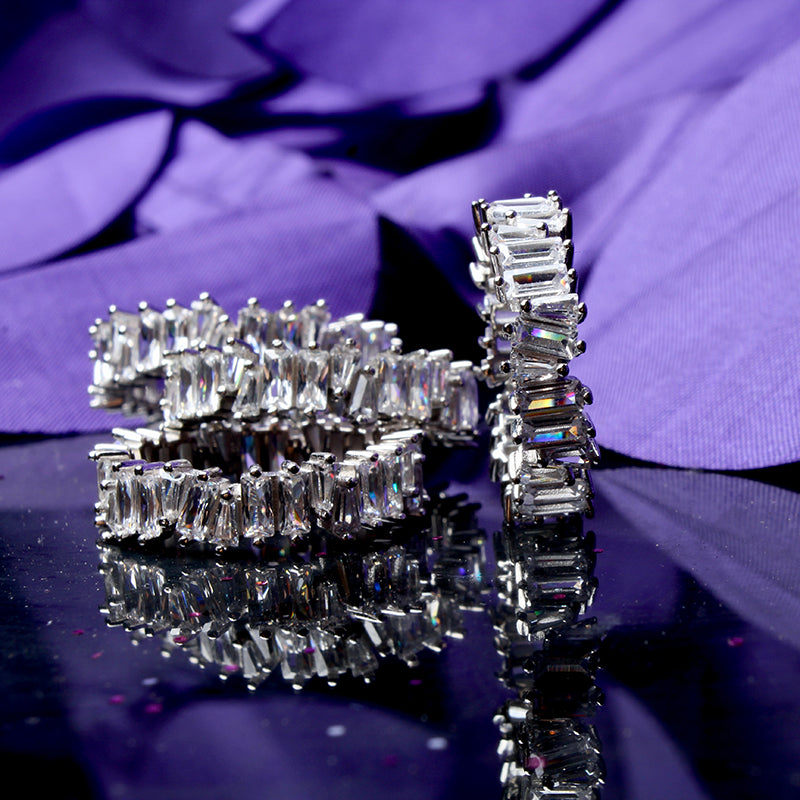 Veruschka Von Eternity Band,Opulent Crystal Stones, Modern Sophisticated Baguette