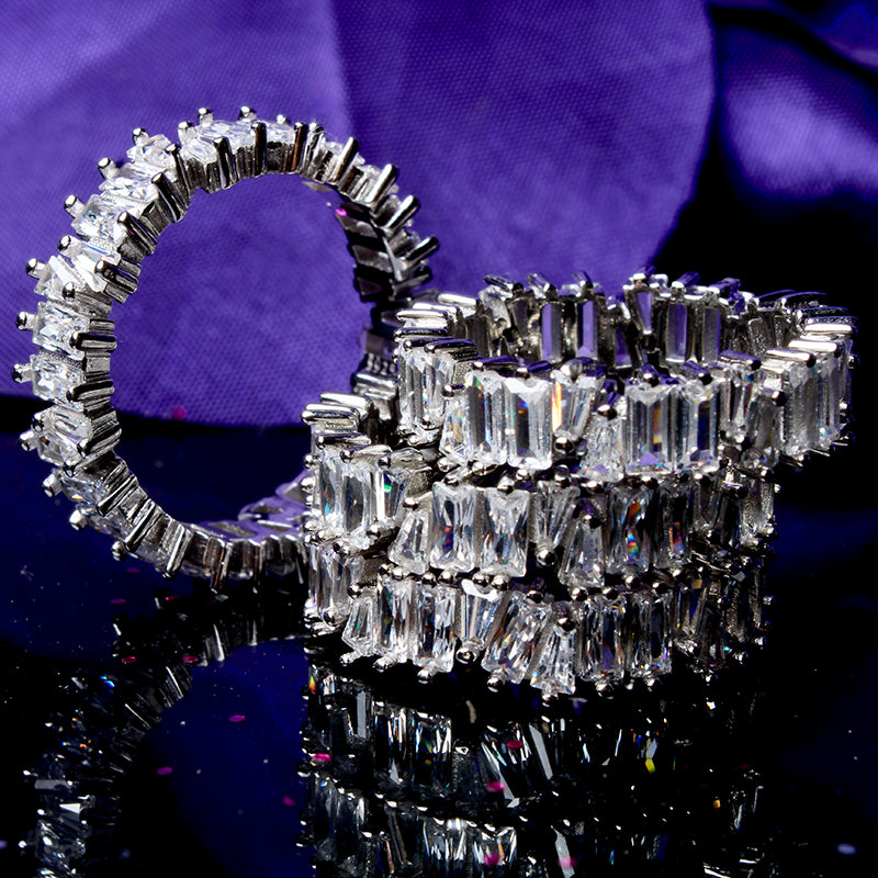 Veruschka Von Eternity Band,Opulent Crystal Stones, Modern Sophisticated Baguette