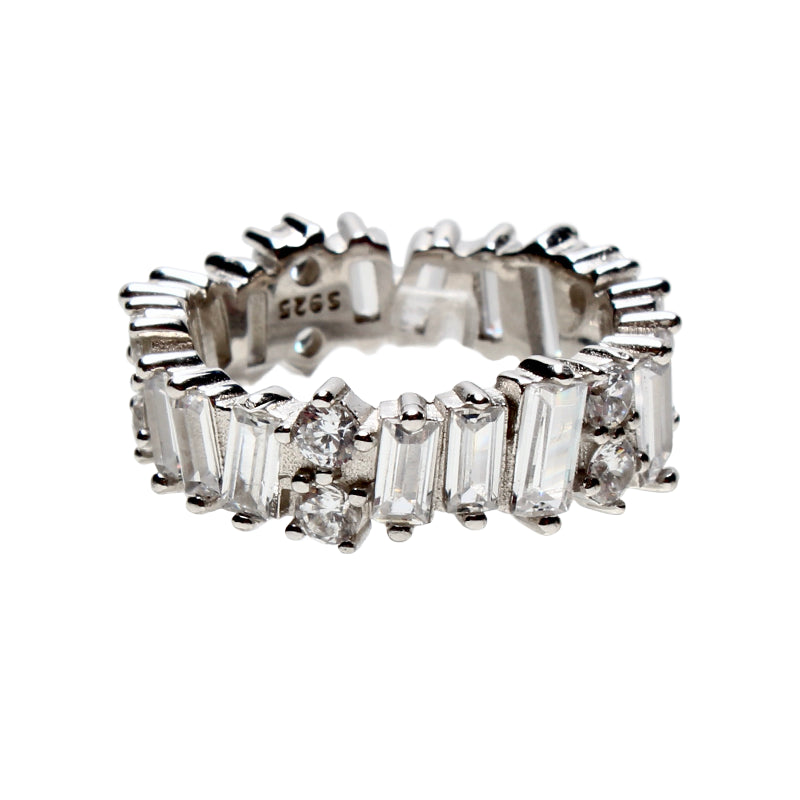 Veruschka Von Sparkle Eternity Band,Opulent Crystal Stones, Modern Sophisticated Baguette