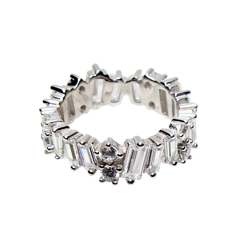 Veruschka Von Sparkle Eternity Band,Opulent Crystal Stones, Modern Sophisticated Baguette