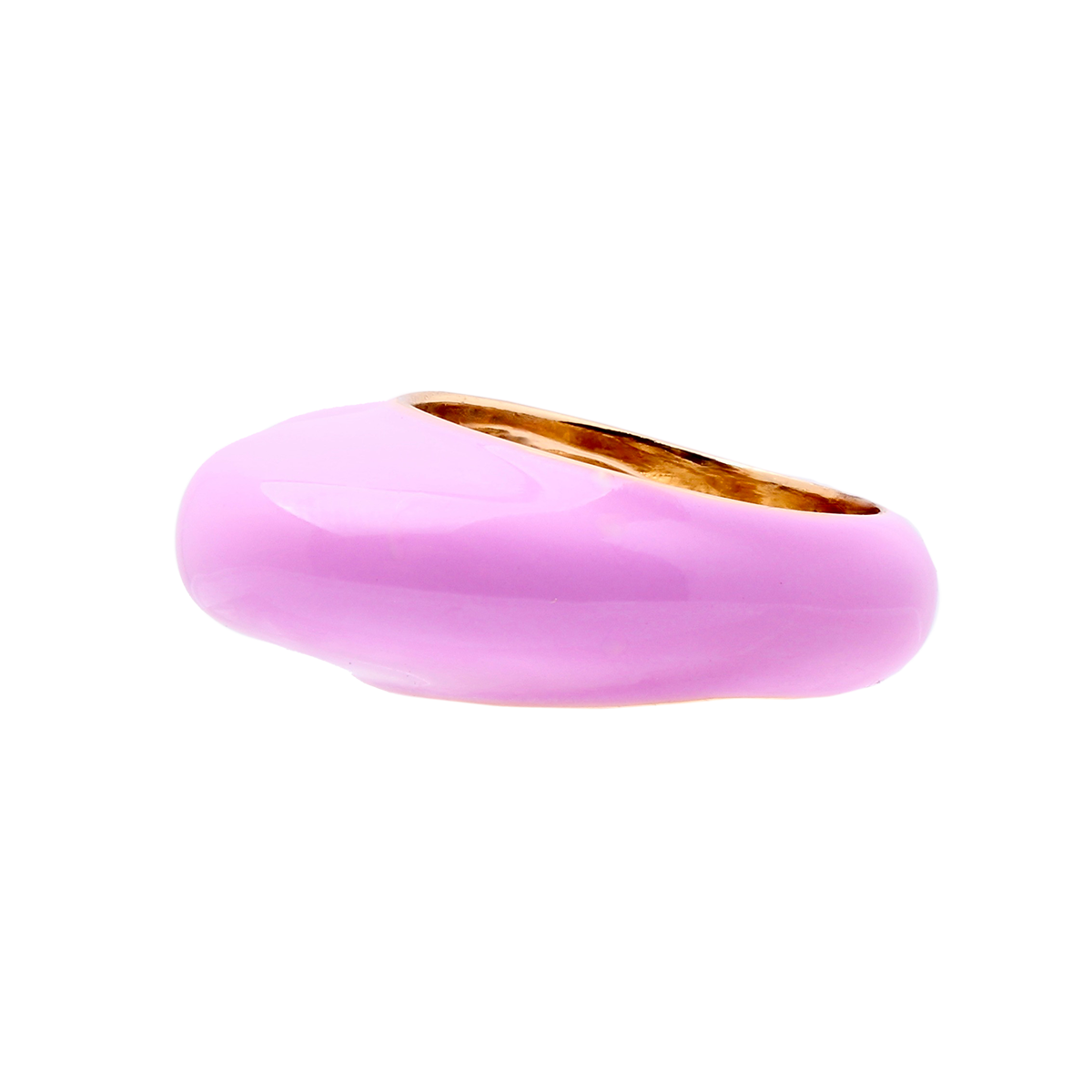 LES CACTUS, Glossy Lilac Enamel Sculptural Heart Cocktail Ring