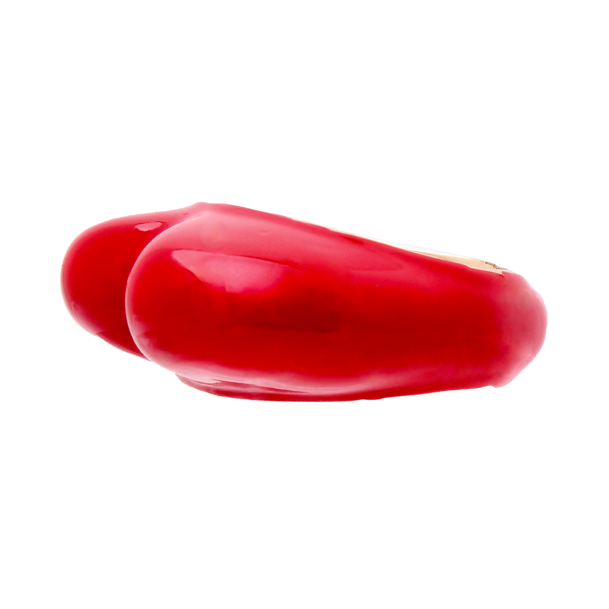 LES CACTUS, Lacquer-Red Enamel Sculptural Heart Cocktail Ring