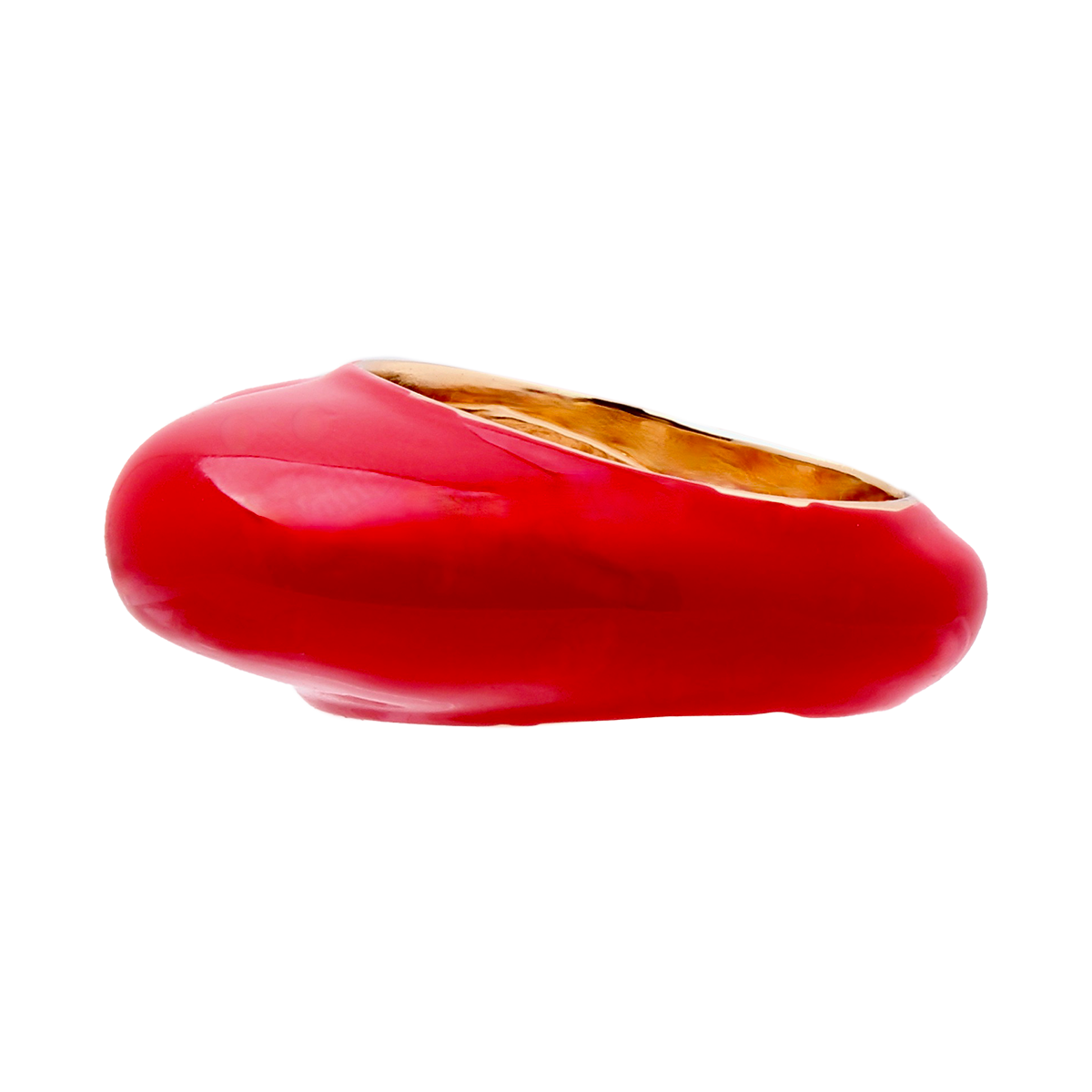 LES CACTUS, Lacquer-Red Enamel Sculptural Heart Cocktail Ring