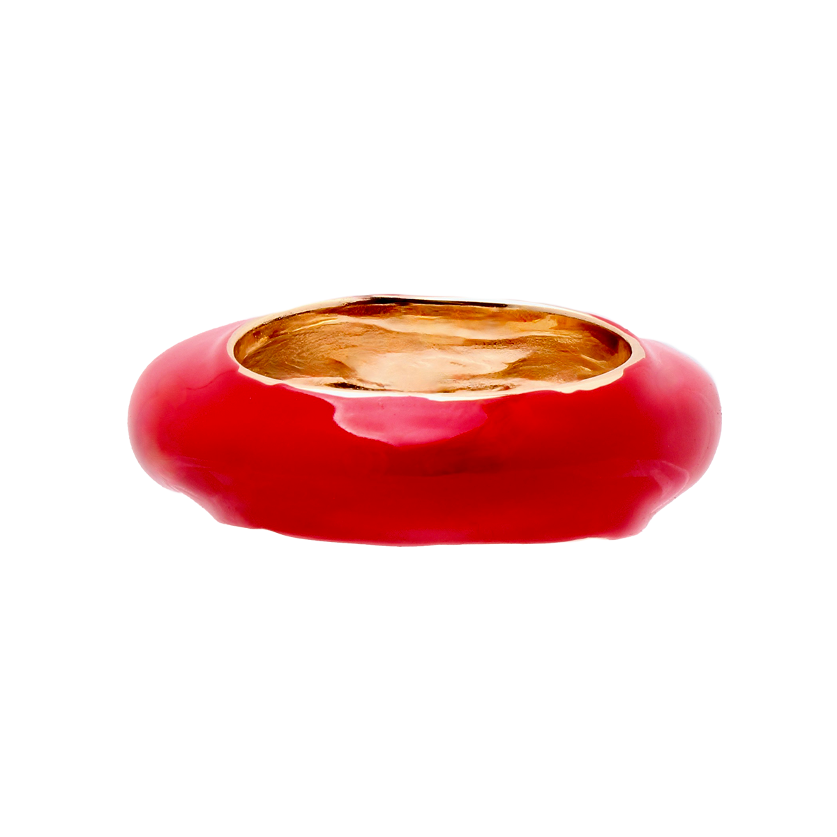 LES CACTUS, Lacquer-Red Enamel Sculptural Heart Cocktail Ring