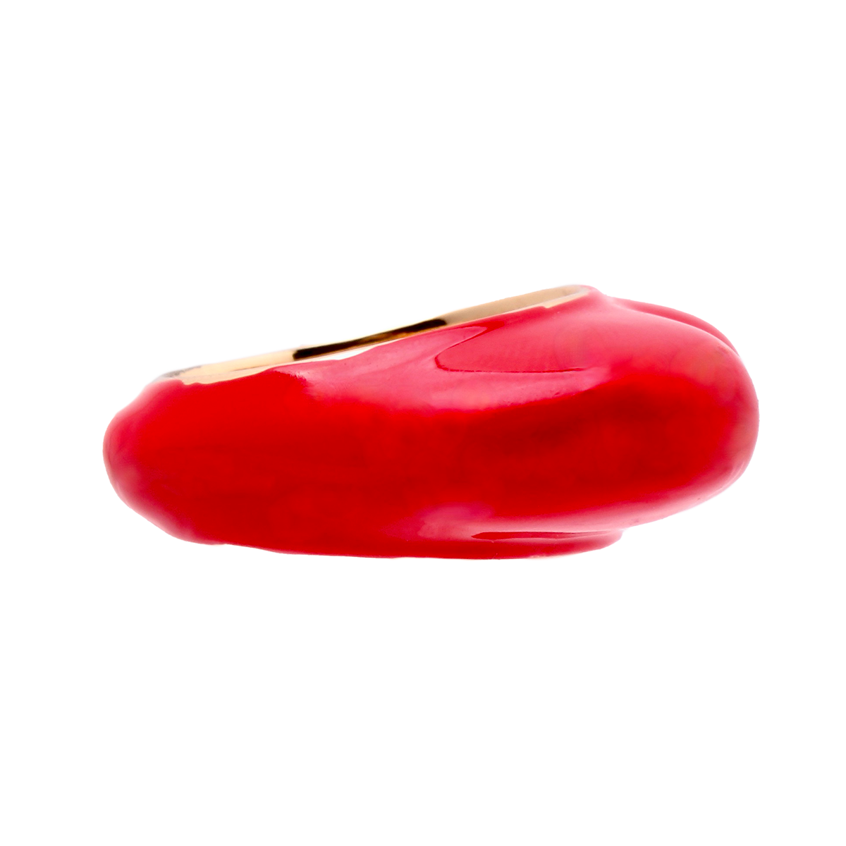 LES CACTUS, Lacquer-Red Enamel Sculptural Heart Cocktail Ring