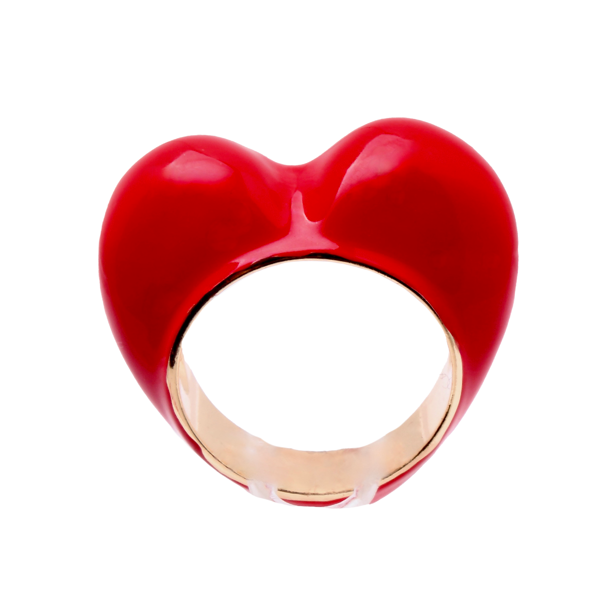 LES CACTUS, Lacquer-Red Enamel Sculptural Heart Cocktail Ring