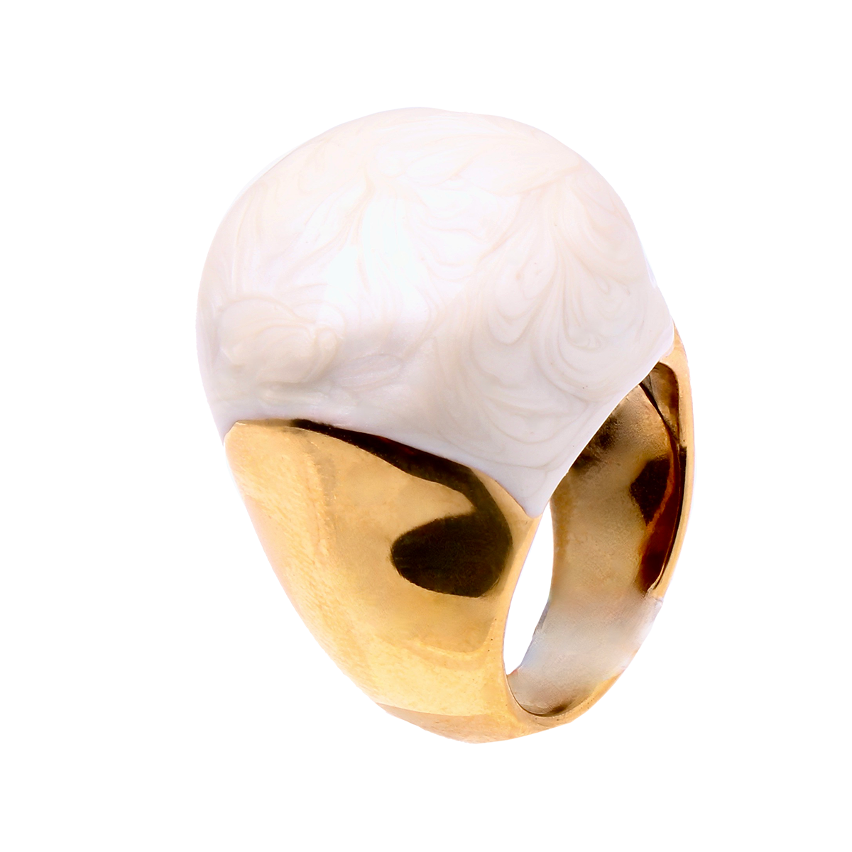 L’HORIZON, Blanc Marbré Cocktail Ring