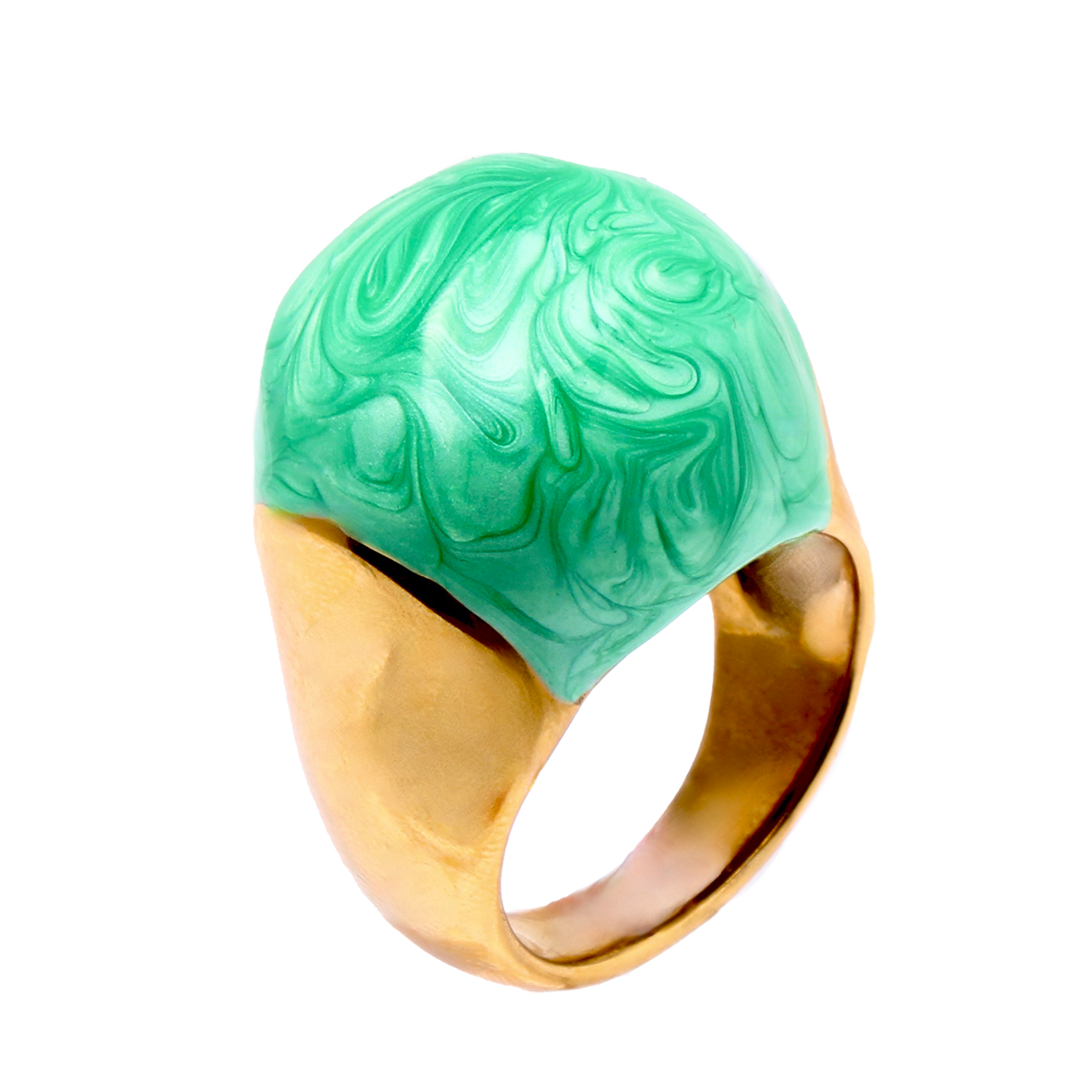 L’HORIZON, Emerald-Green Marble Dome Cocktail Ring