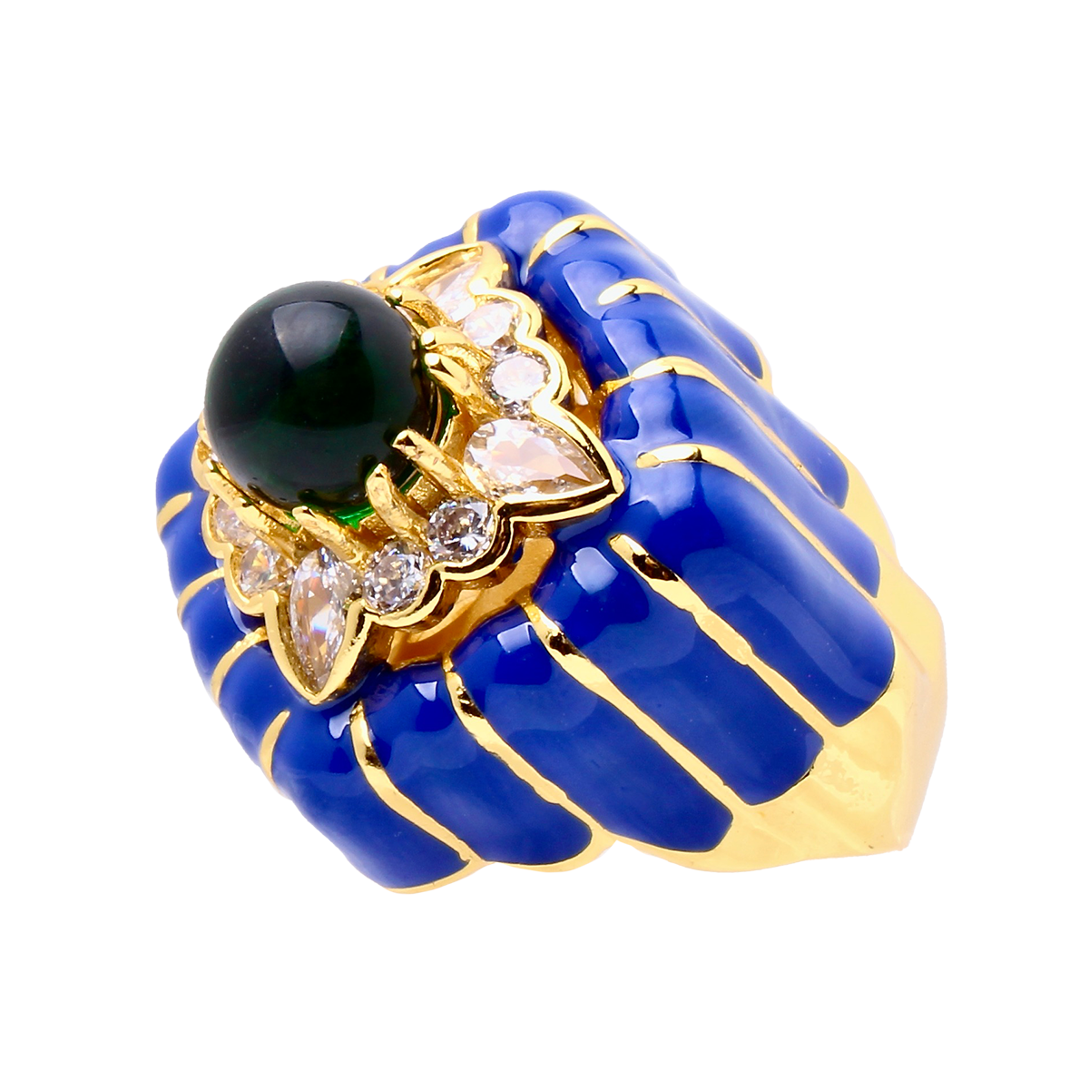 VILLA ROYALE, Royal Blue Crown Enamel Ring