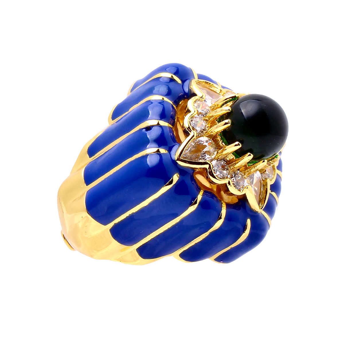 VILLA ROYALE, Royal Blue Crown Enamel Ring