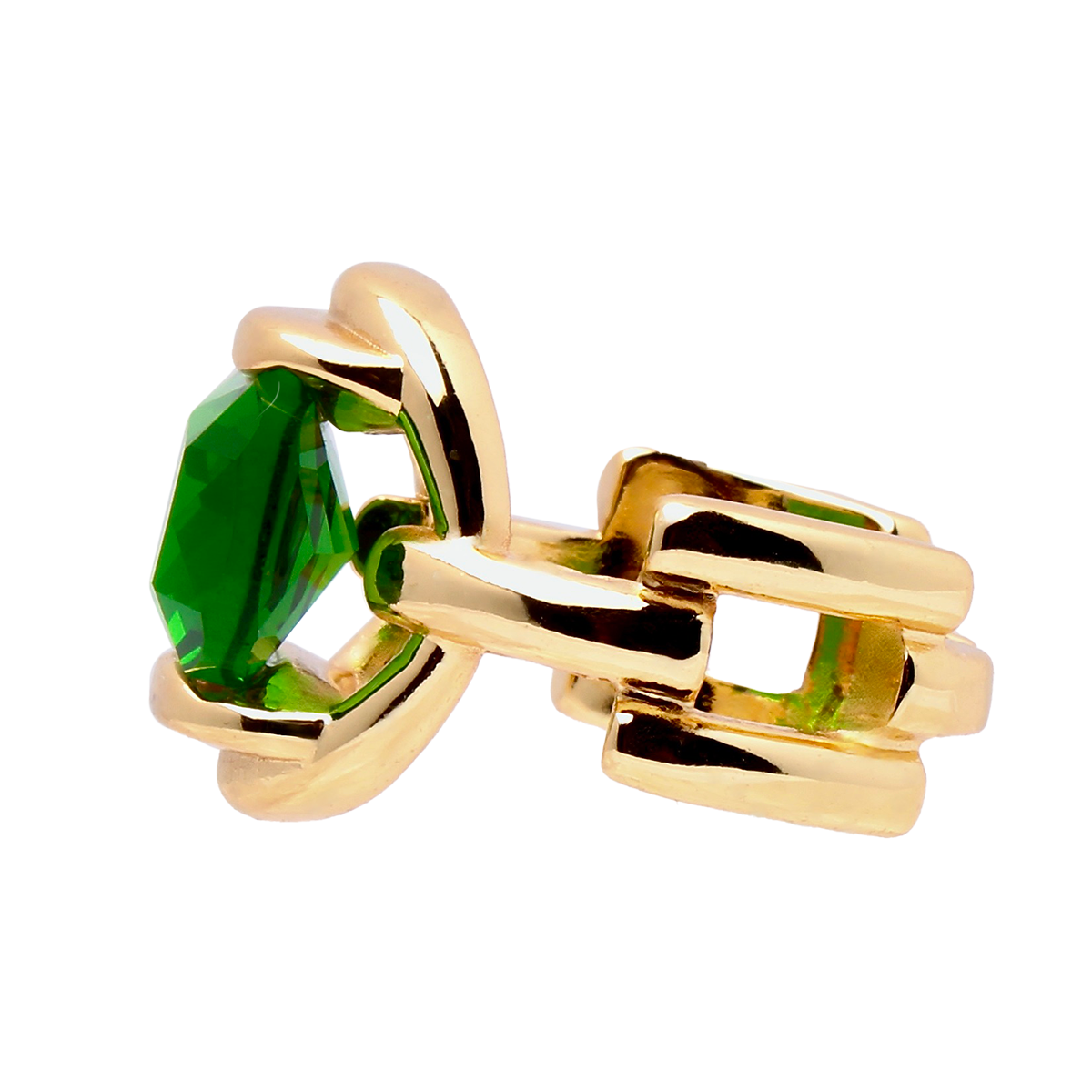 The Orbit Inn, Retro-Futuristic Bold Green Gem Adjustable Cocktail Ring