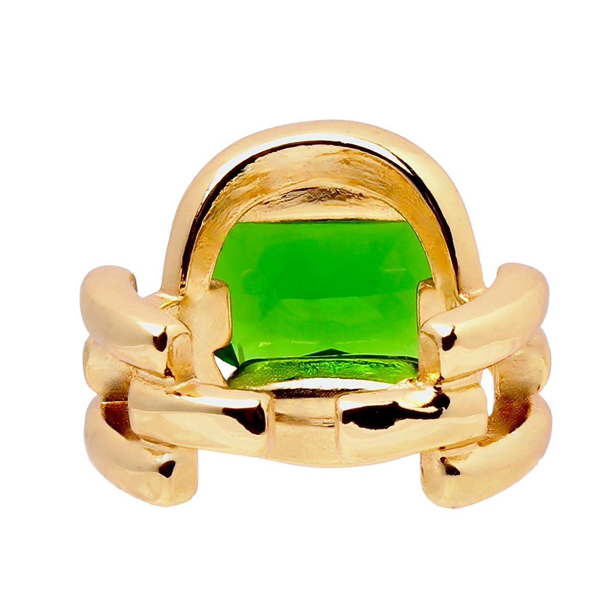 The Orbit Inn, Retro-Futuristic Bold Green Gem Adjustable Cocktail Ring