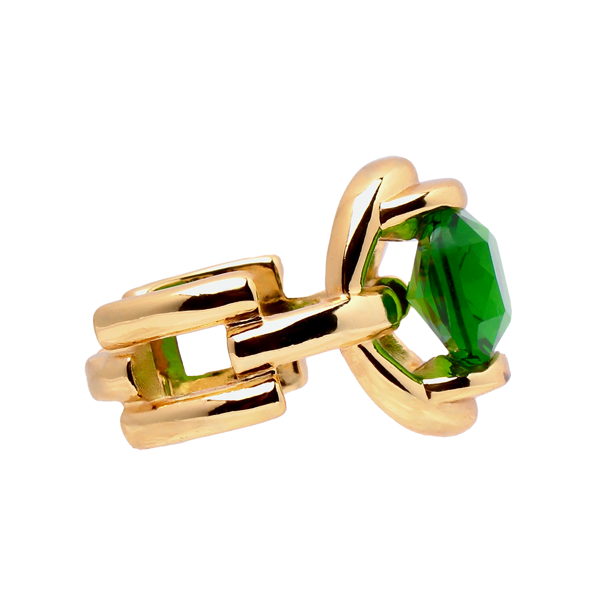 The Orbit Inn, Retro-Futuristic Bold Green Gem Adjustable Cocktail Ring