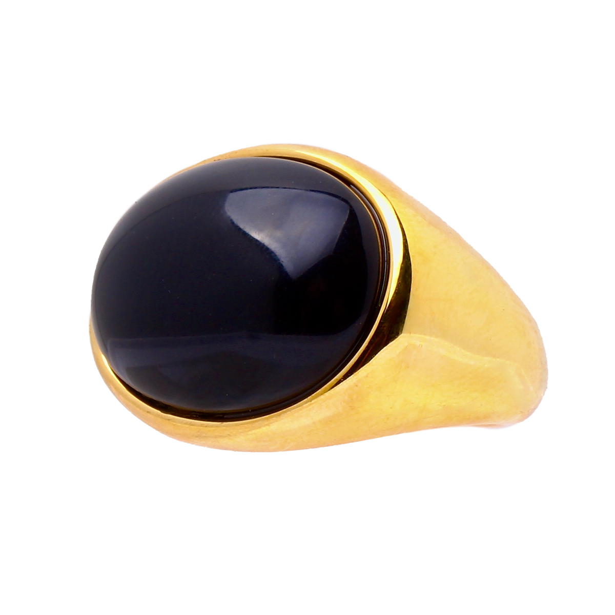 Avalon, Glossy, Inky-Black Cabochon Cocktail Ring