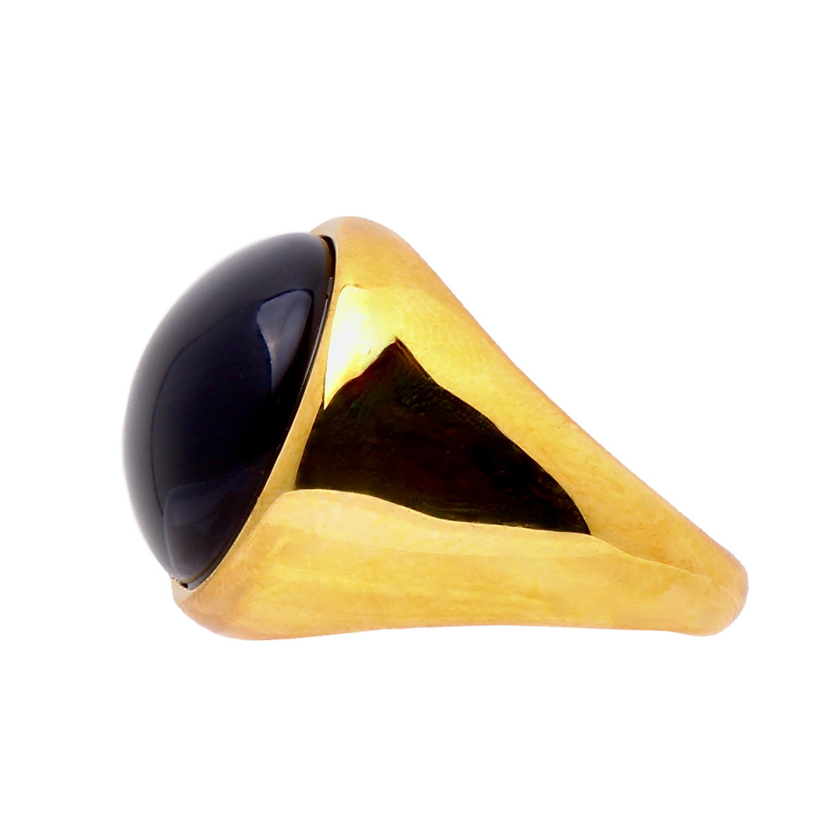 Avalon, Glossy, Inky-Black Cabochon Cocktail Ring