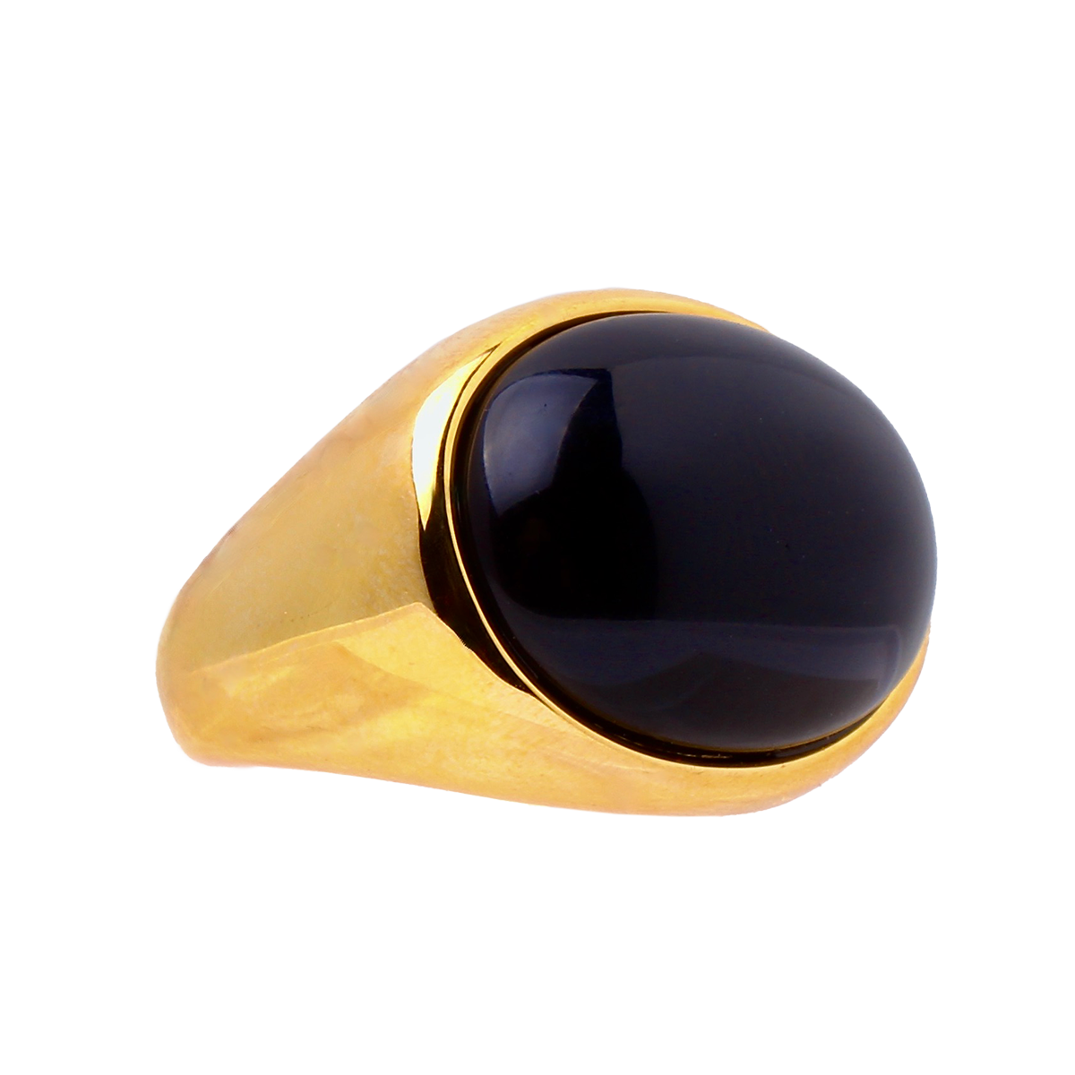 Avalon, Glossy, Inky-Black Cabochon Cocktail Ring