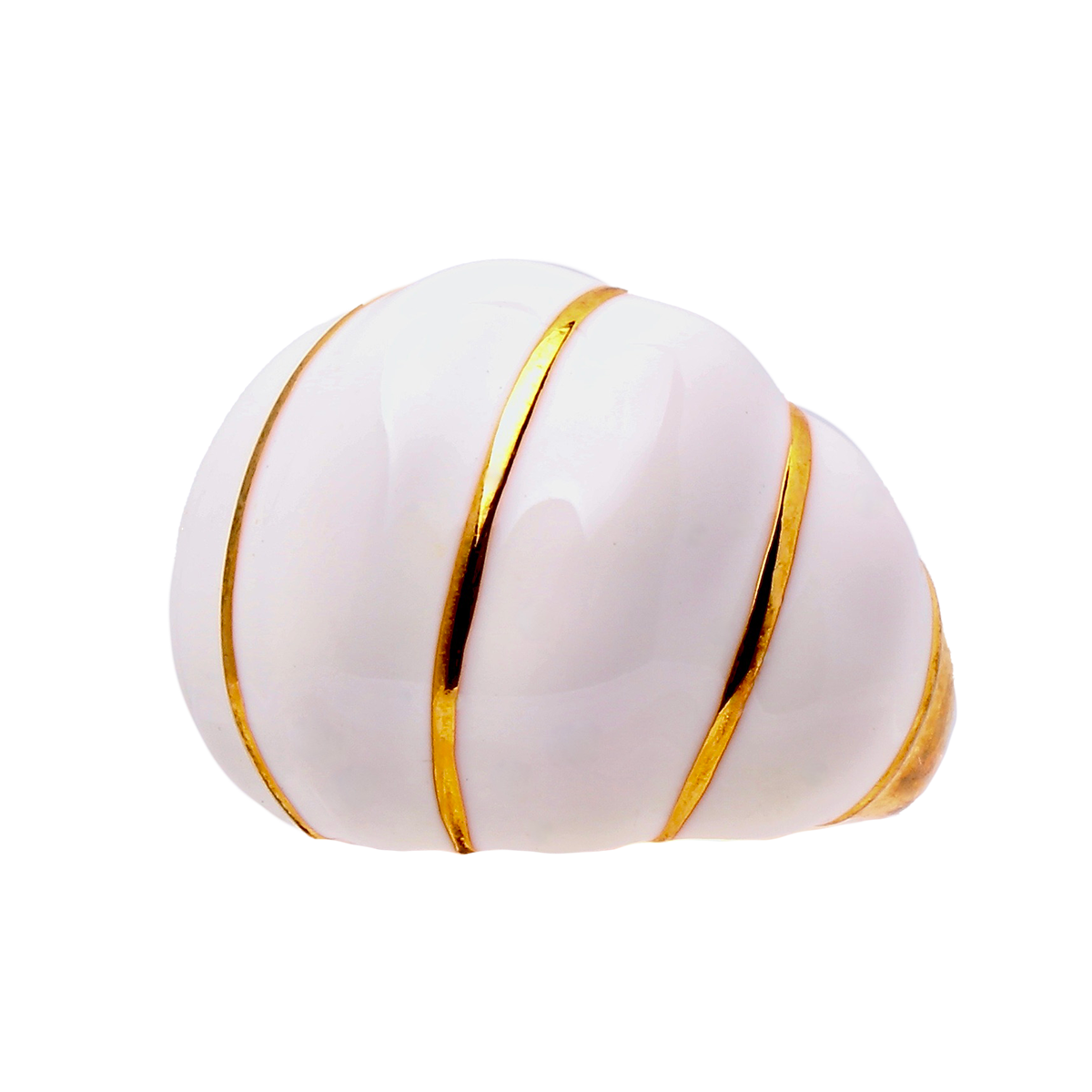 Twin Palms, Striped White Enamel Cabochon