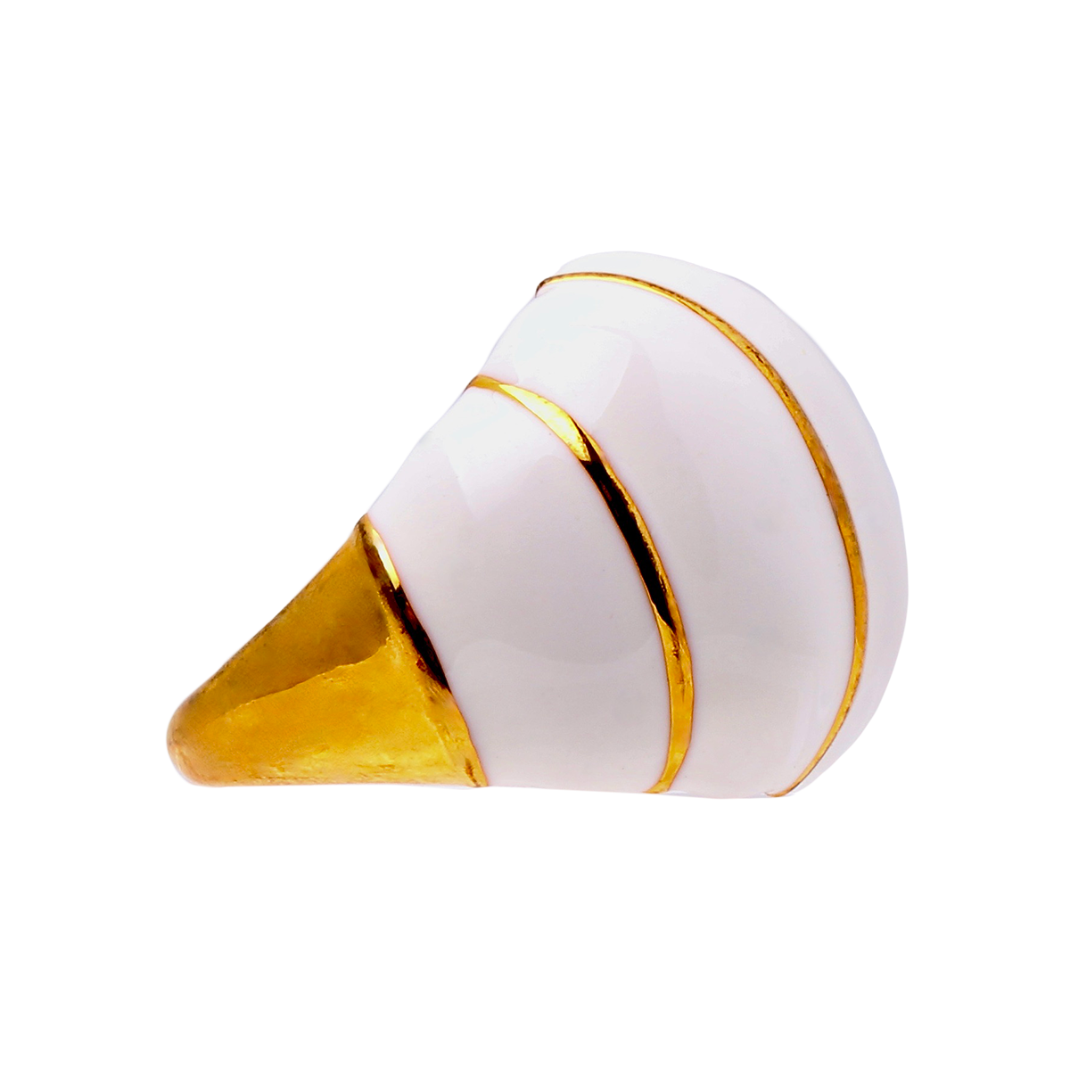 Twin Palms, Striped White Enamel Cabochon