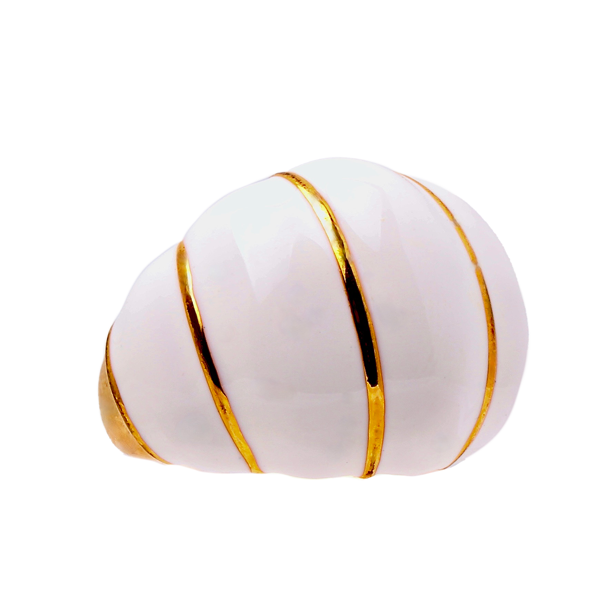 Twin Palms, Striped White Enamel Cabochon