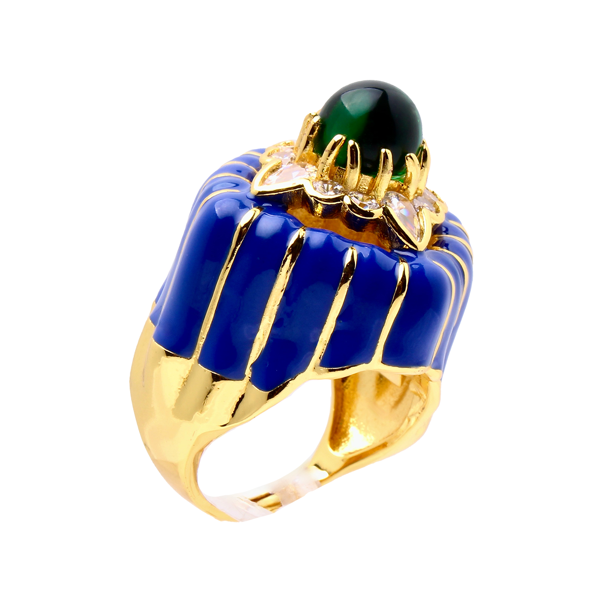VILLA ROYALE, Royal Blue Crown Enamel Ring
