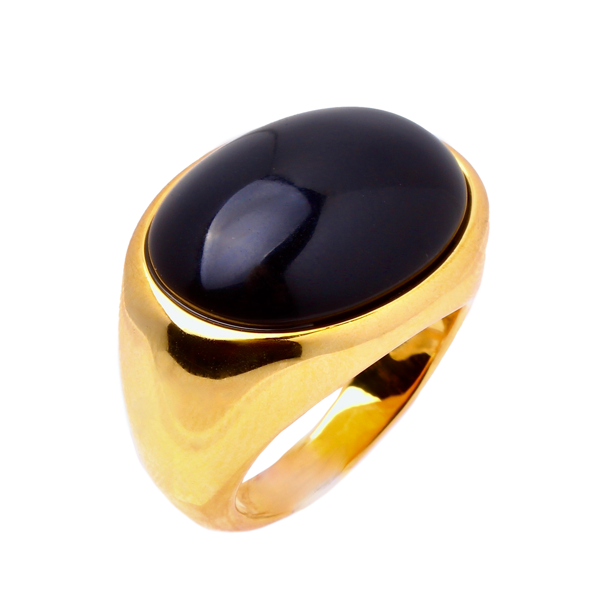Avalon, Glossy, Inky-Black Cabochon Cocktail Ring