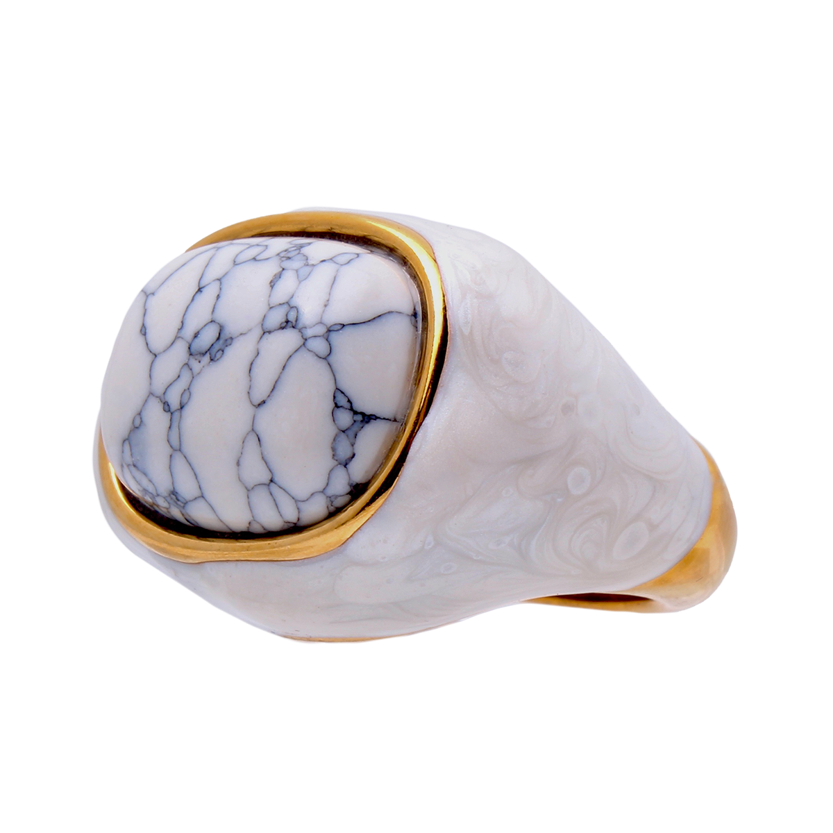 Ingleside Inn –White Marbled Enamel Cabochon