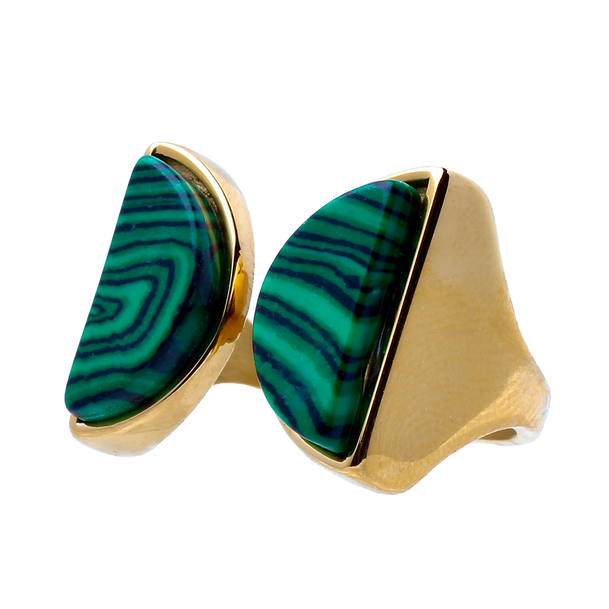 PALM CANYON, Twin Malachite Stones Set Golden Band
