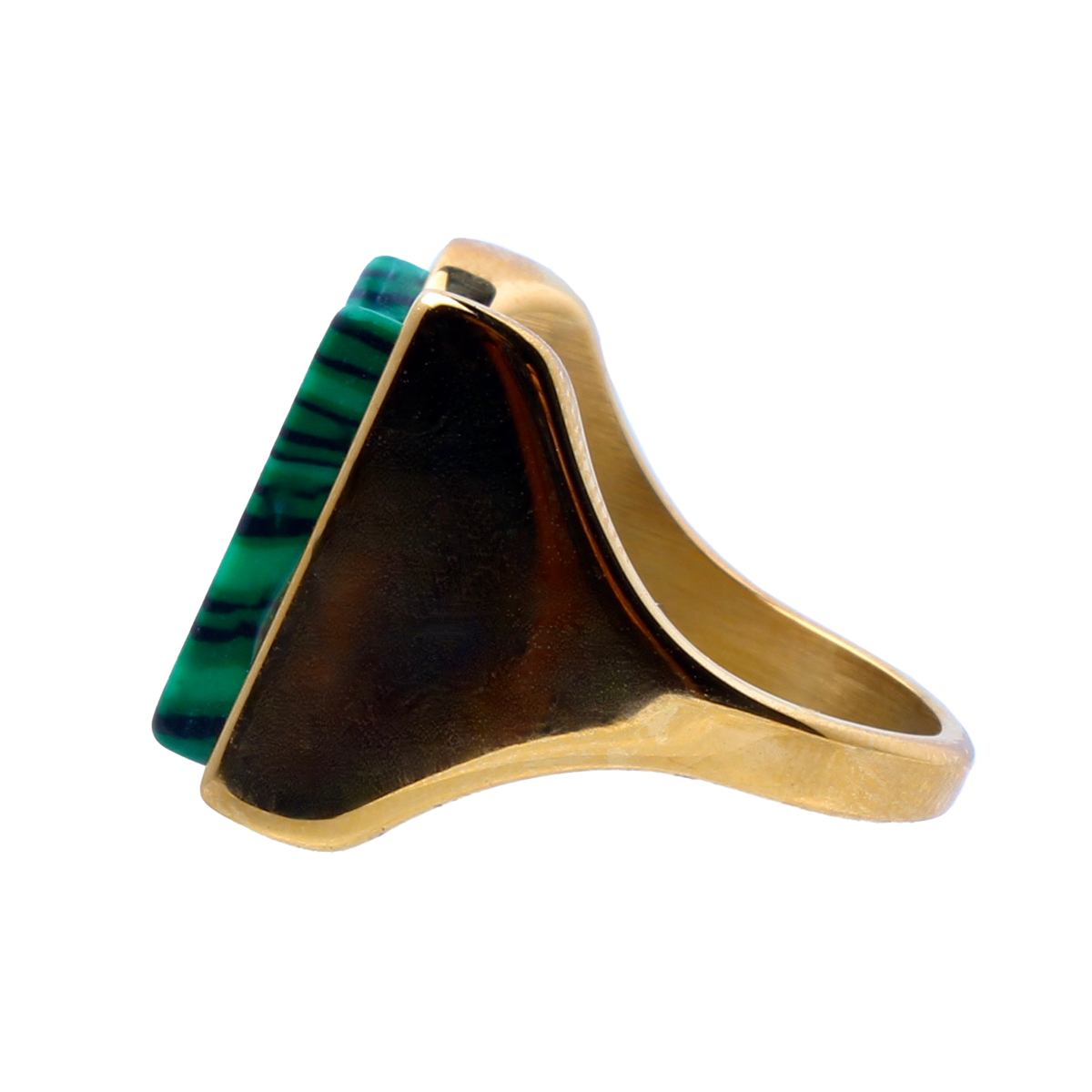 PALM CANYON, Twin Malachite Stones Set Golden Band