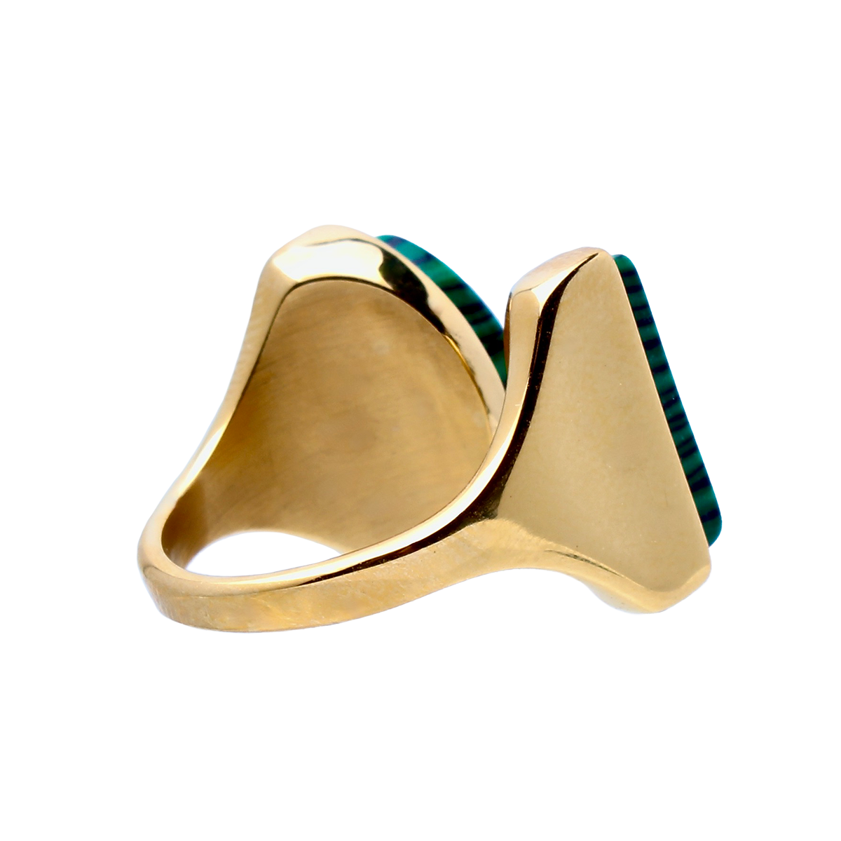 PALM CANYON, Twin Malachite Stones Set Golden Band