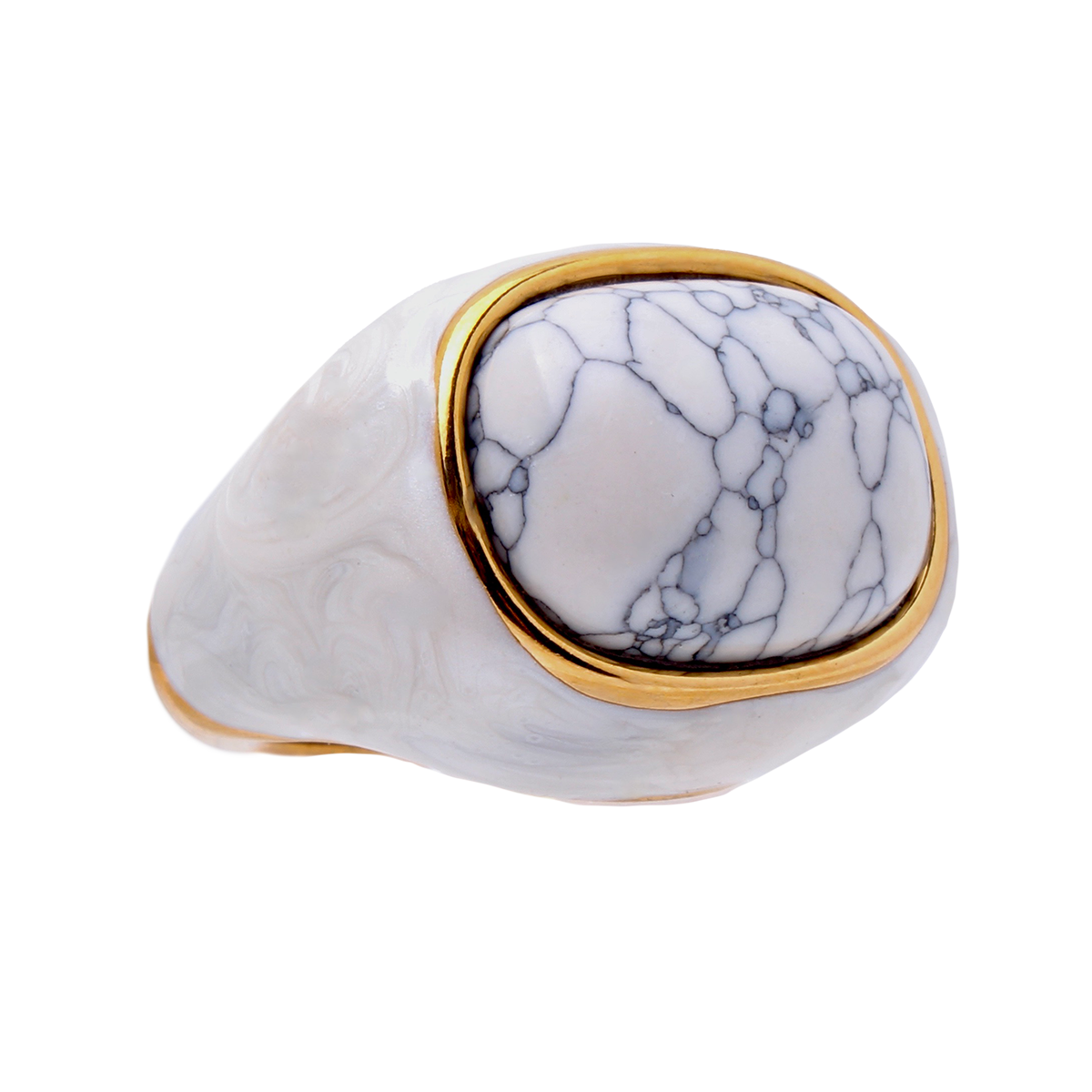 Ingleside Inn –White Marbled Enamel Cabochon