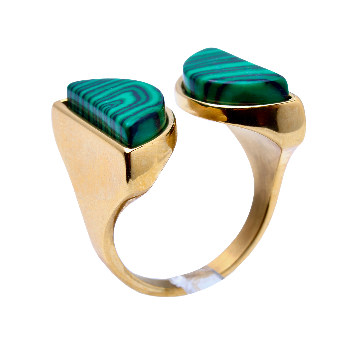 PALM CANYON, Twin Malachite Stones Set Golden Band