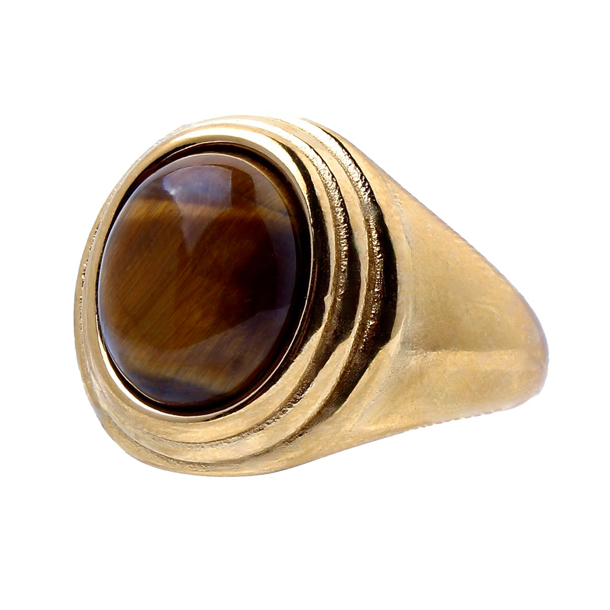 El Silencio, Tiger Eye, Golden Cabochon Cocktail Ring