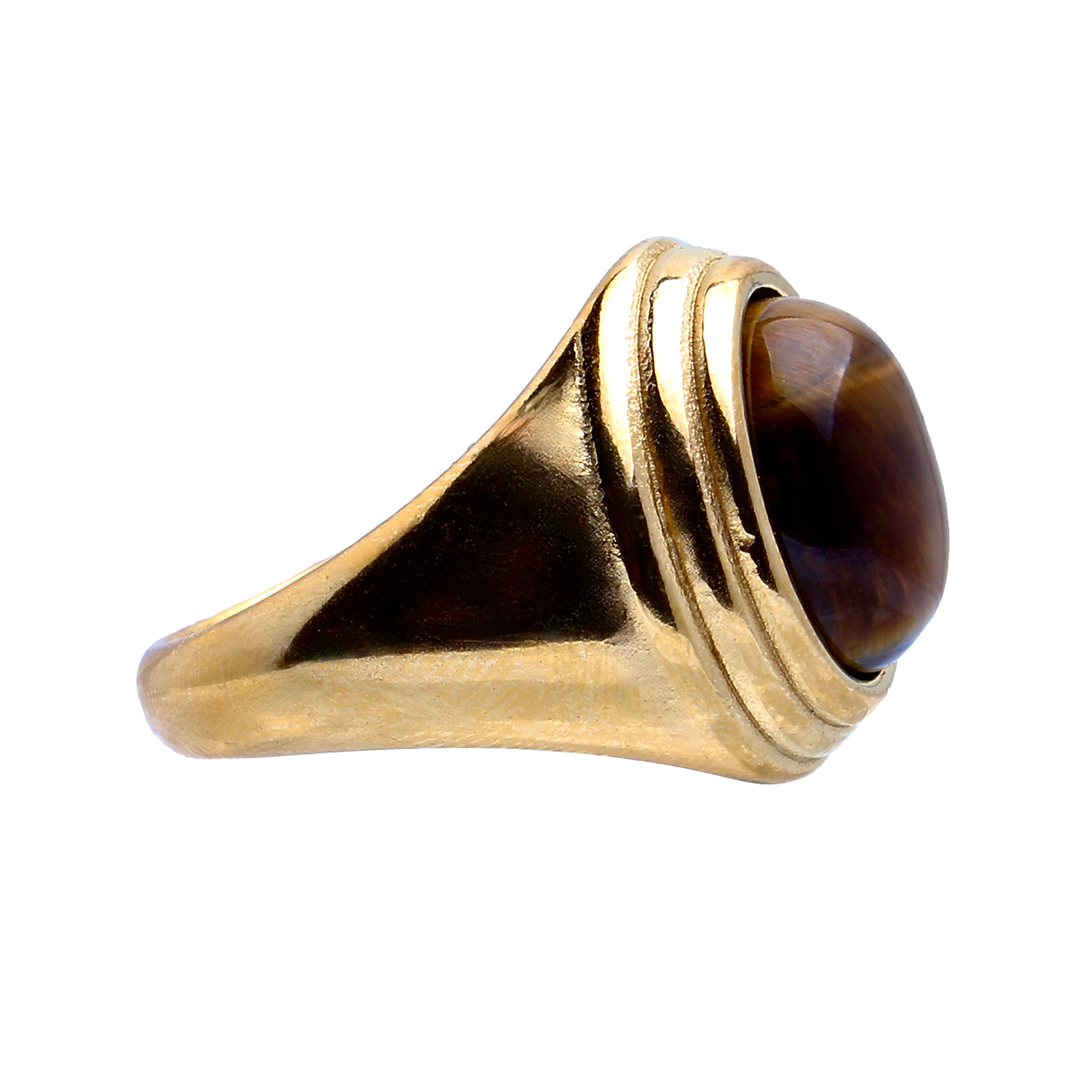 El Silencio, Tiger Eye, Golden Cabochon Cocktail Ring