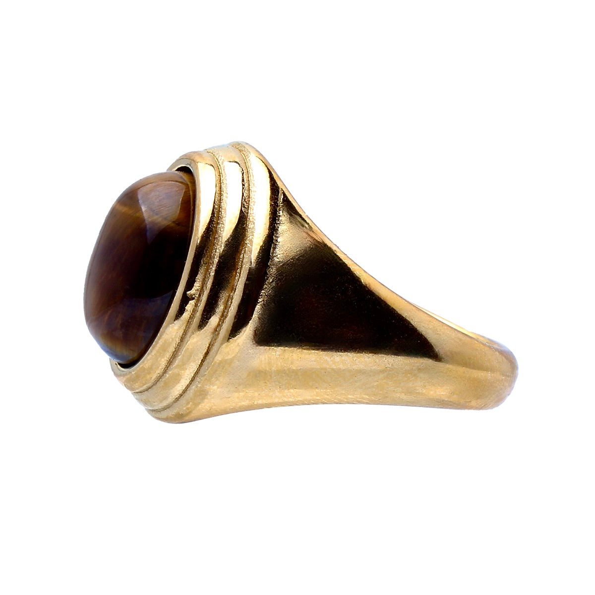 El Silencio, Tiger Eye, Golden Cabochon Cocktail Ring
