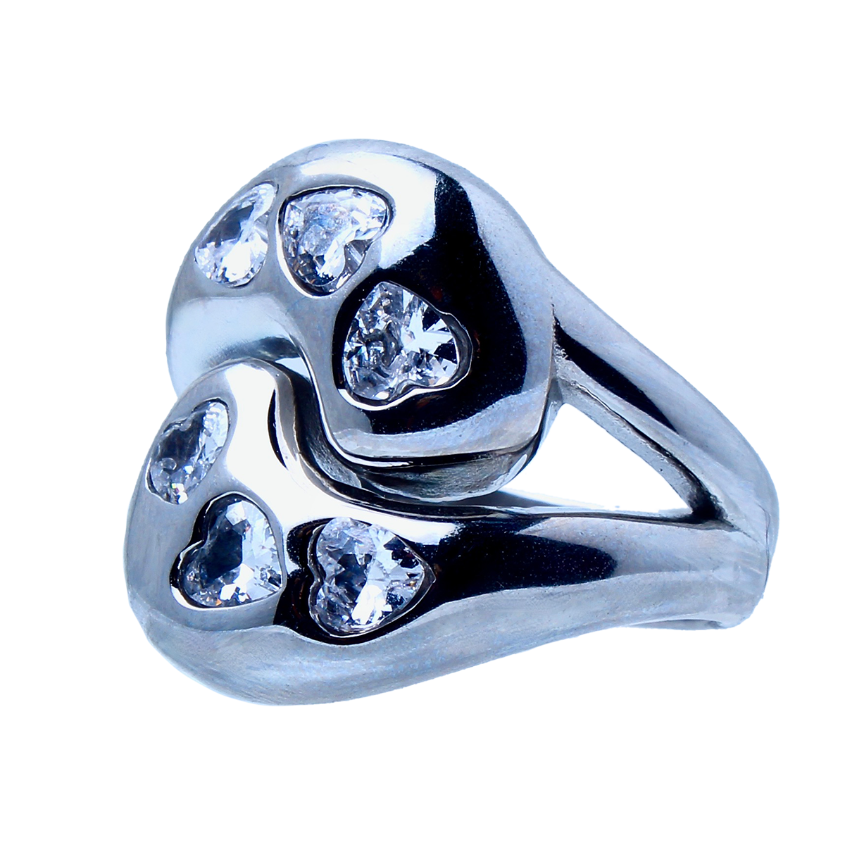 The Saguaro, Double-Headed Heart Silver Ring Set