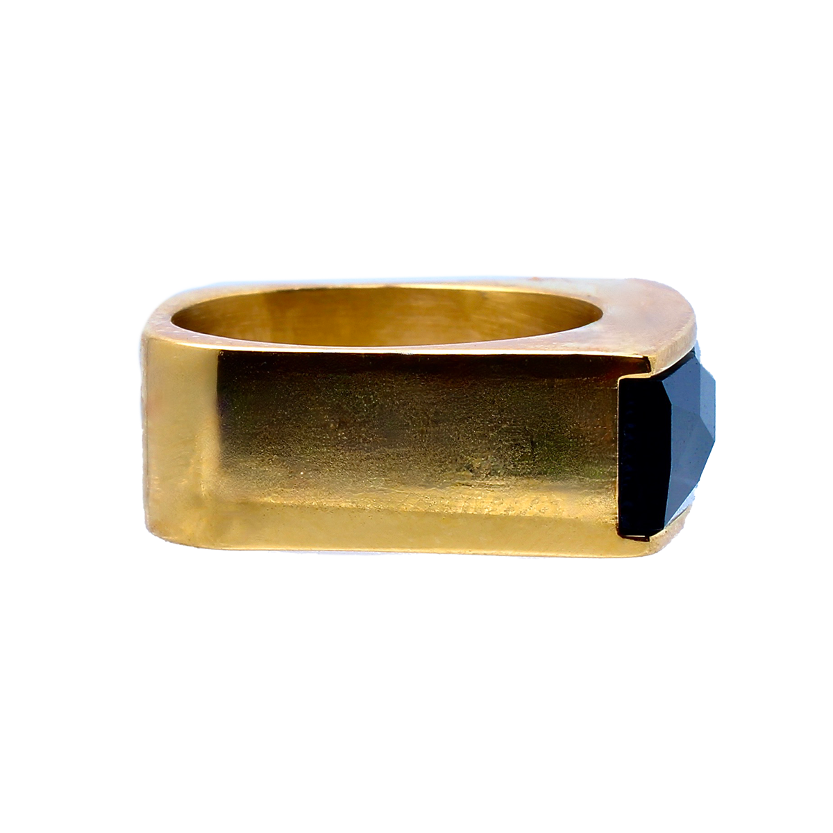 The Amado, Squared Golden Band Elongated Onyx Baguette