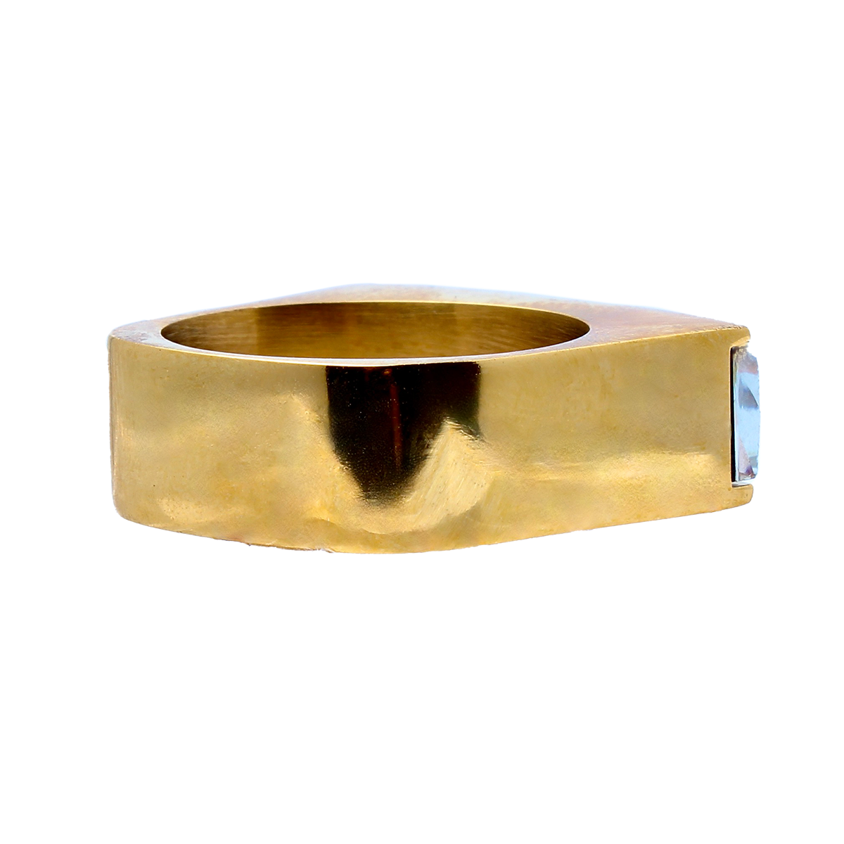The Amado, Squared Golden Band Elongated Blush Rose Baguette