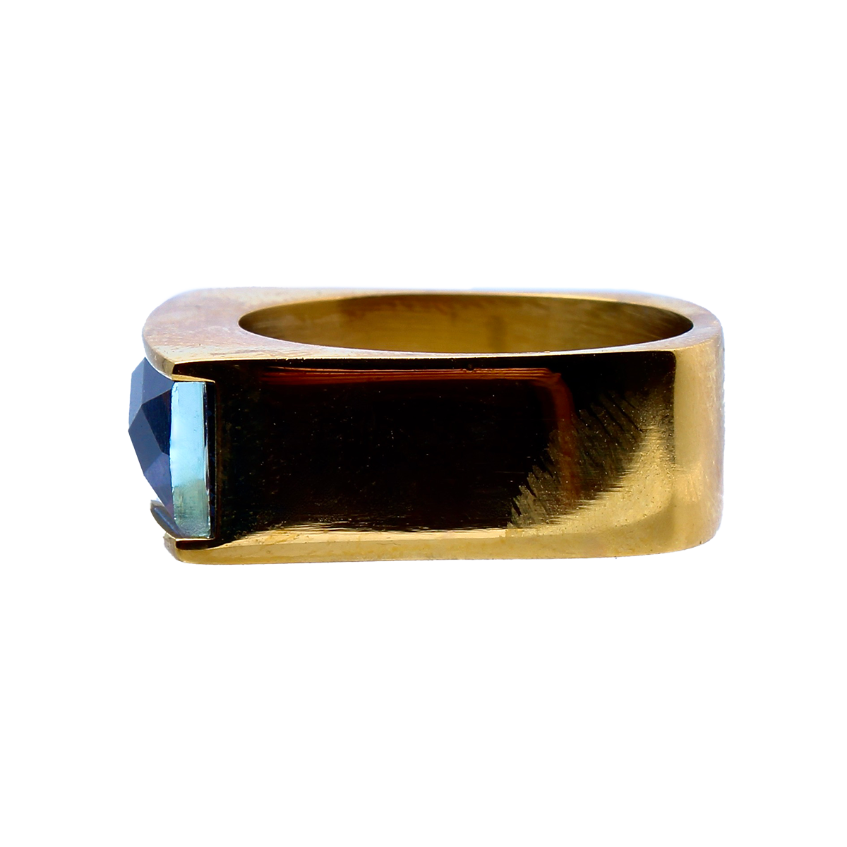 The Amado, Squared Golden Band Elongated Amethyst Baguette