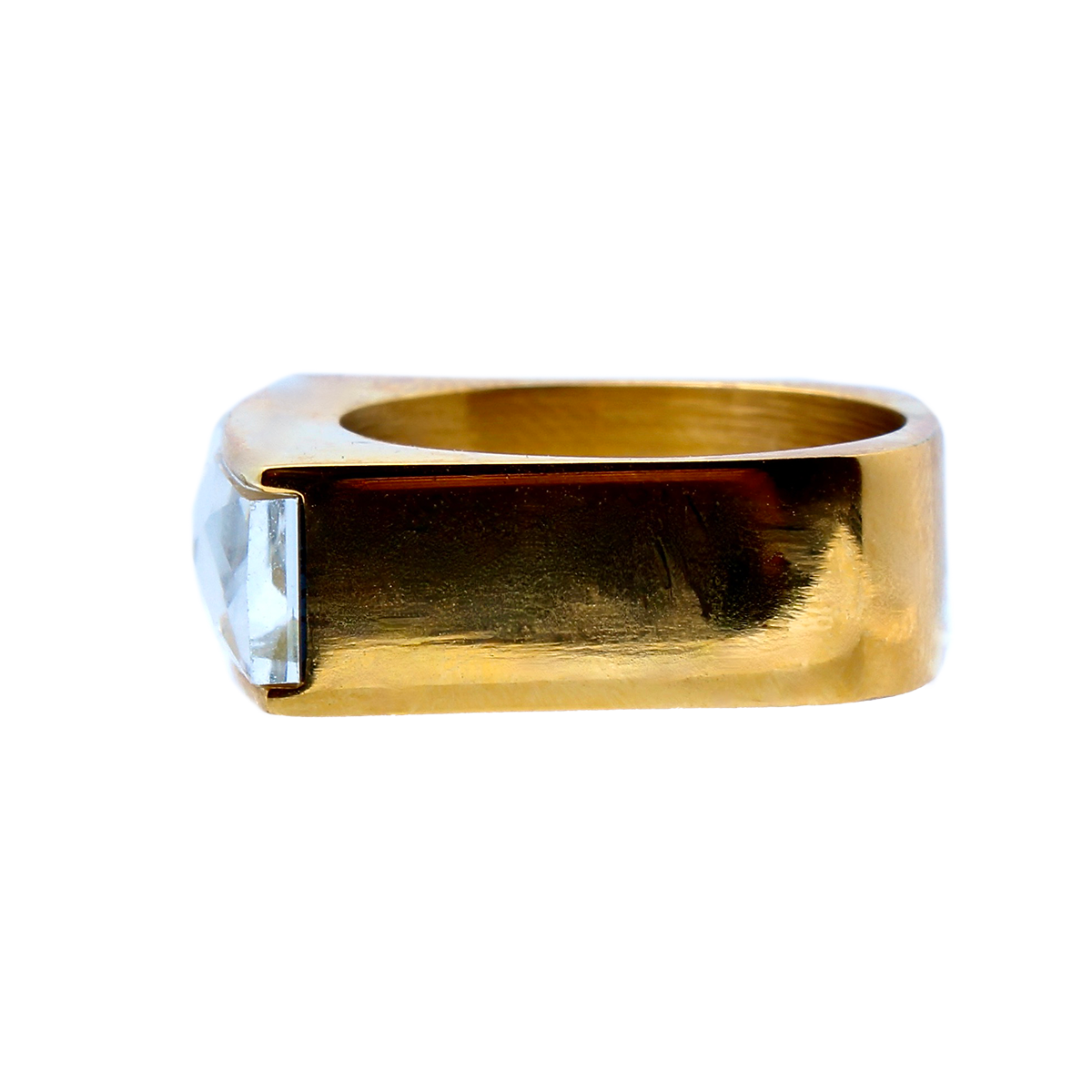 The Amado, Squared Golden Band Clear Elongate Baguette