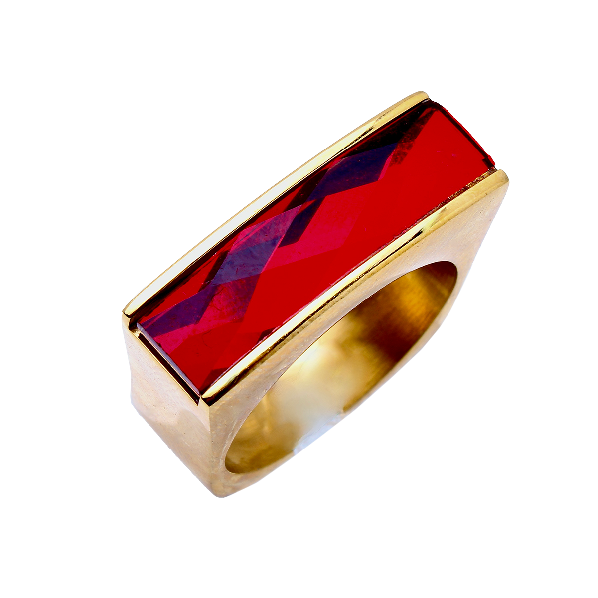The Amado, Squared Golden Band Elongated Baguette