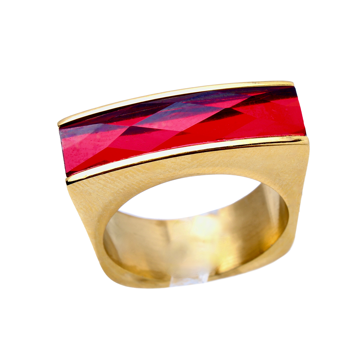 The Amado, Squared Golden Band Elongated Baguette