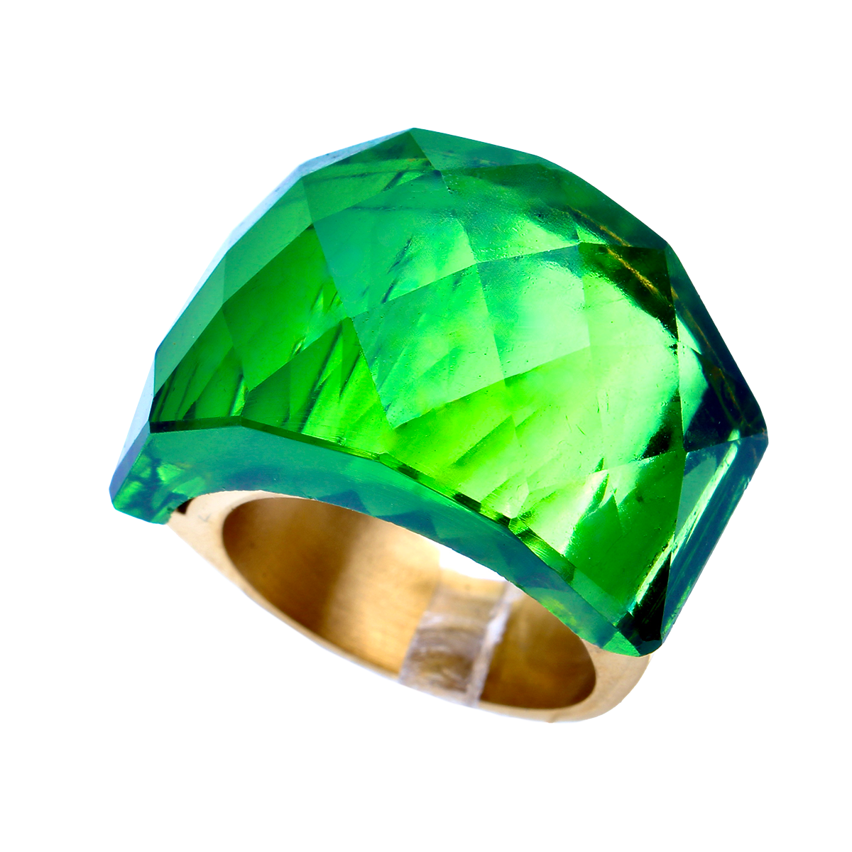 La Mirage, Oversized Emerald-Green Crystal Sculptural Cocktail Ring