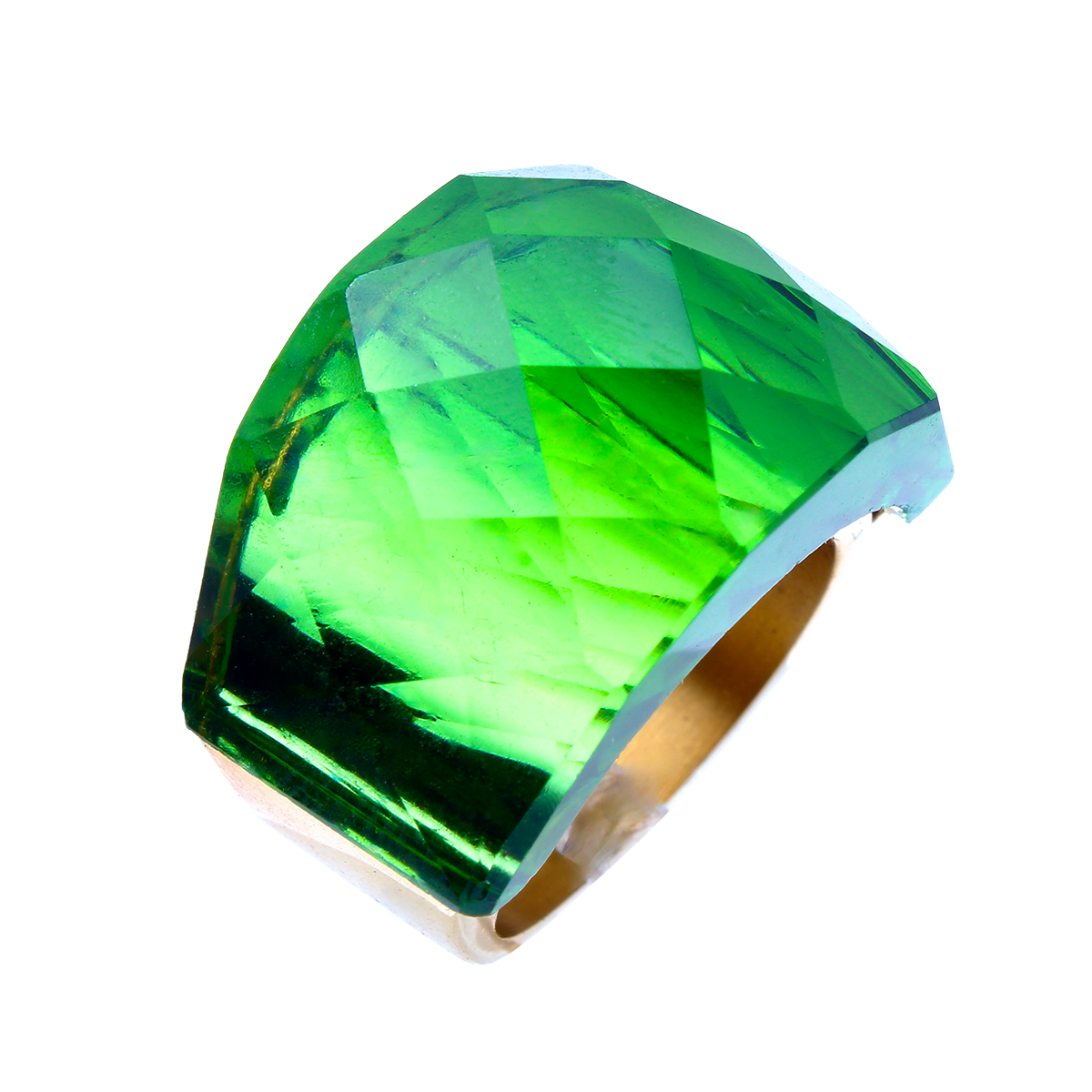 La Mirage, Oversized Emerald-Green Crystal Sculptural Cocktail Ring