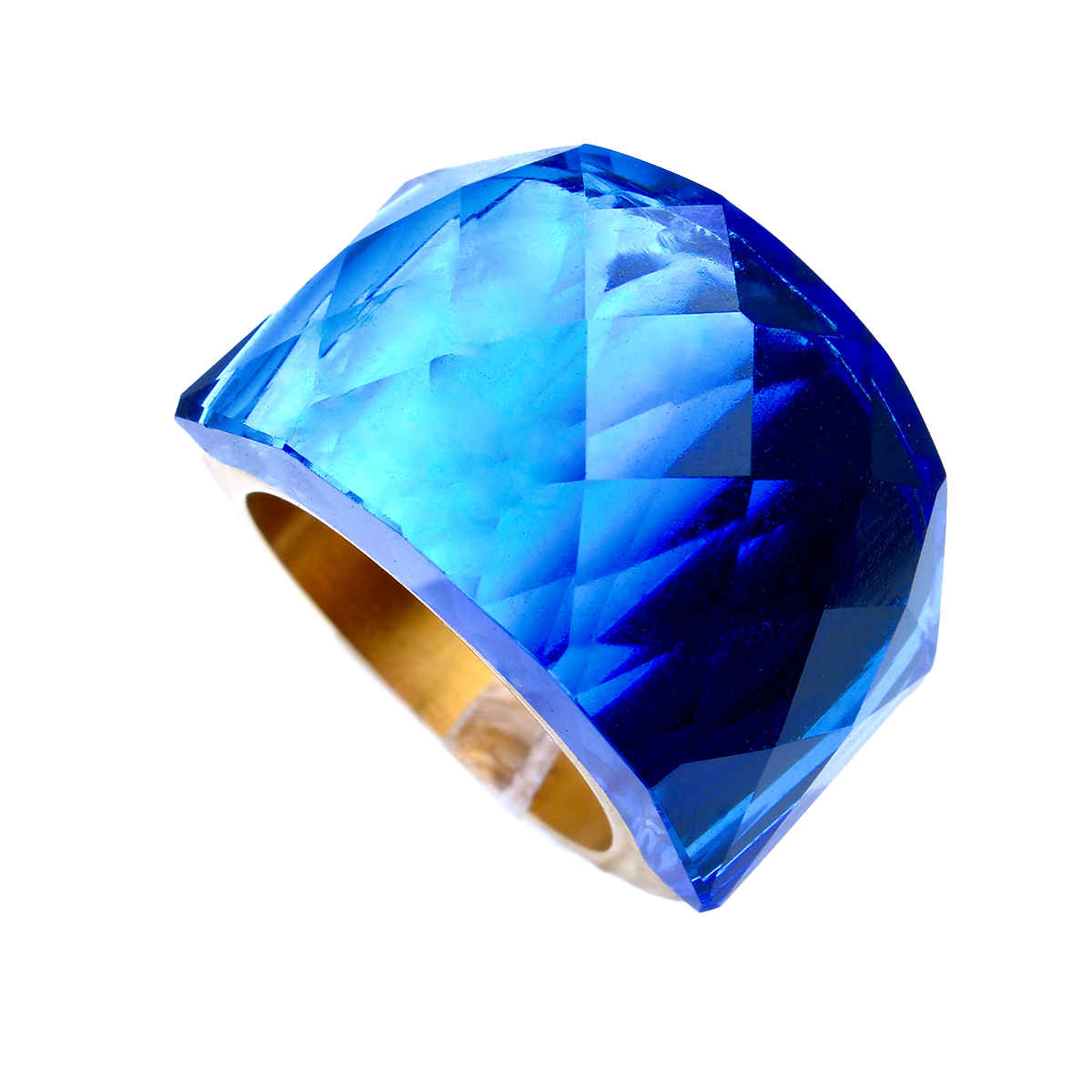 La Mirage, Oversized Deep Blue Crystal Sculptural Cocktail Ring