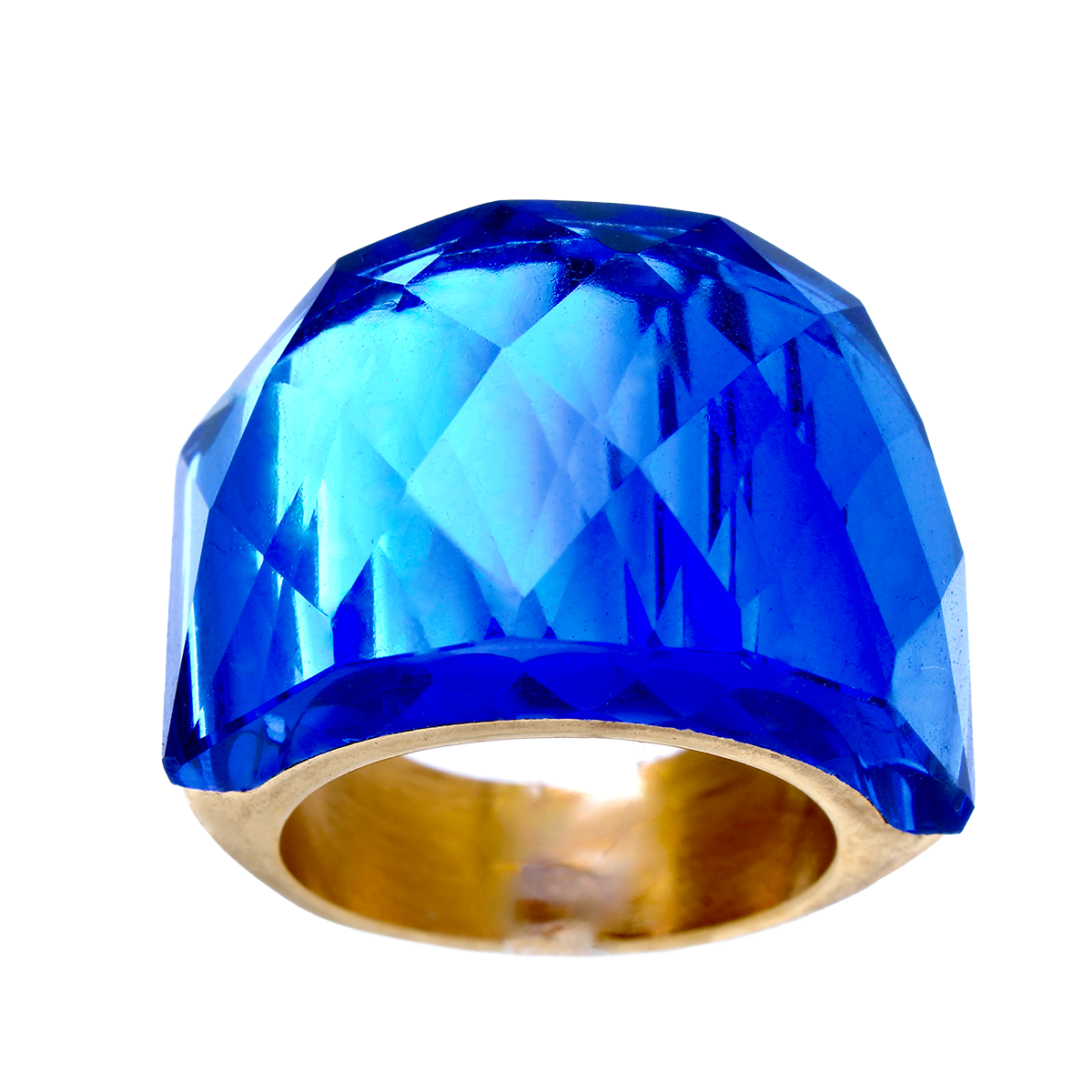 La Mirage, Oversized Deep Blue Crystal Sculptural Cocktail Ring
