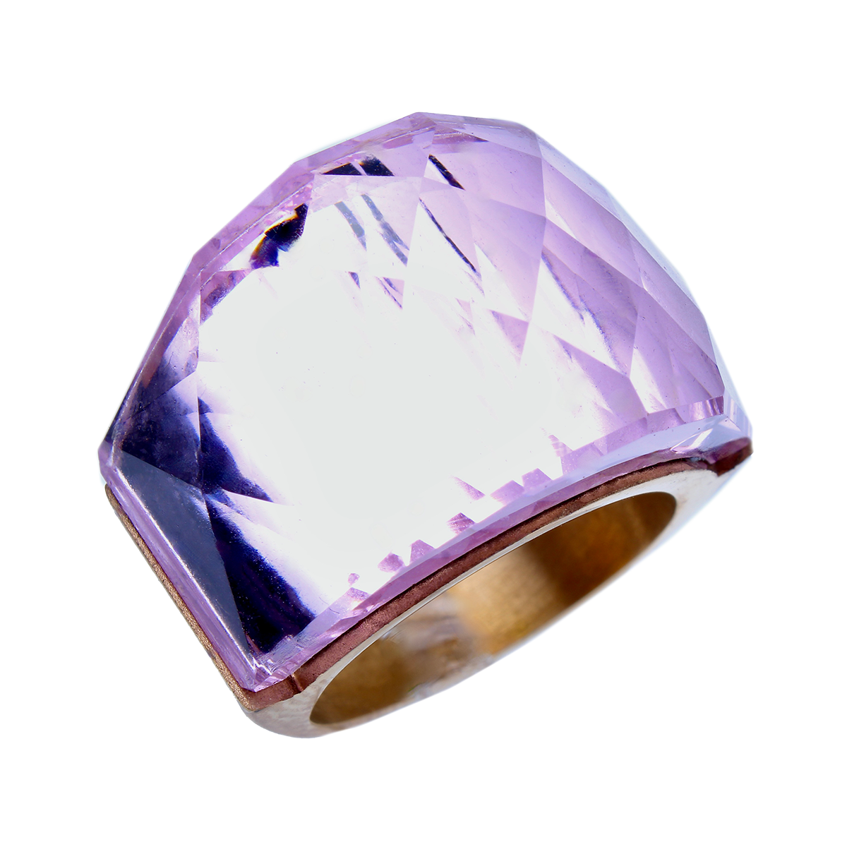 La Mirage, Oversized Lavender Crystal Sculptural Cocktail Ring