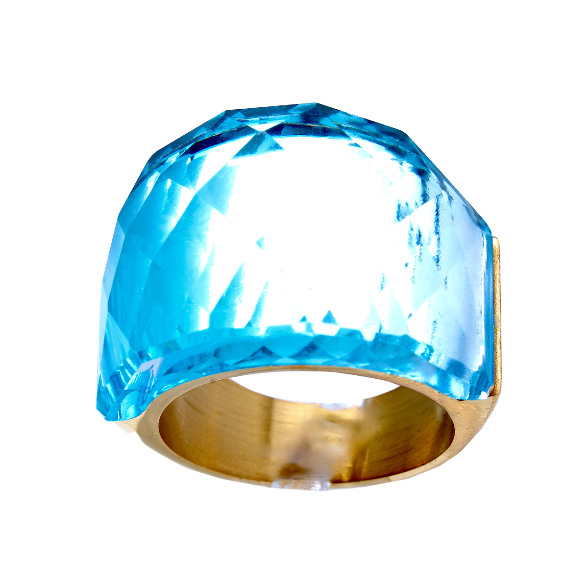 La Mirage, Oversized Cobalt Blue Crystal Sculptural Cocktail Ring