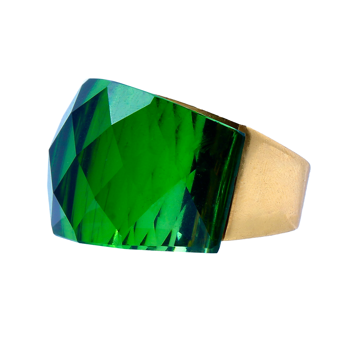 La Mirage, Oversized Emerald-Green Crystal Sculptural Cocktail Ring
