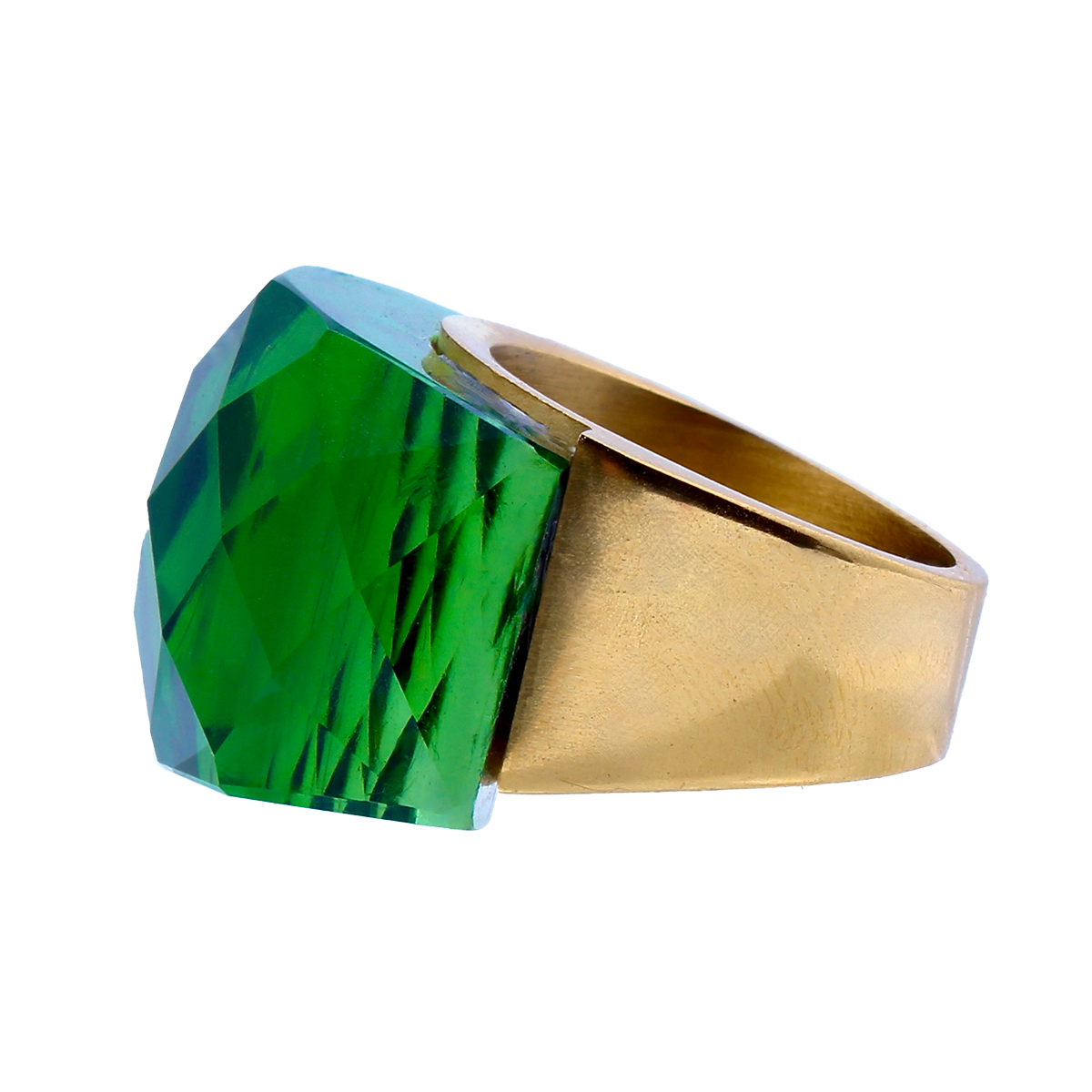 La Mirage, Oversized Emerald-Green Crystal Sculptural Cocktail Ring