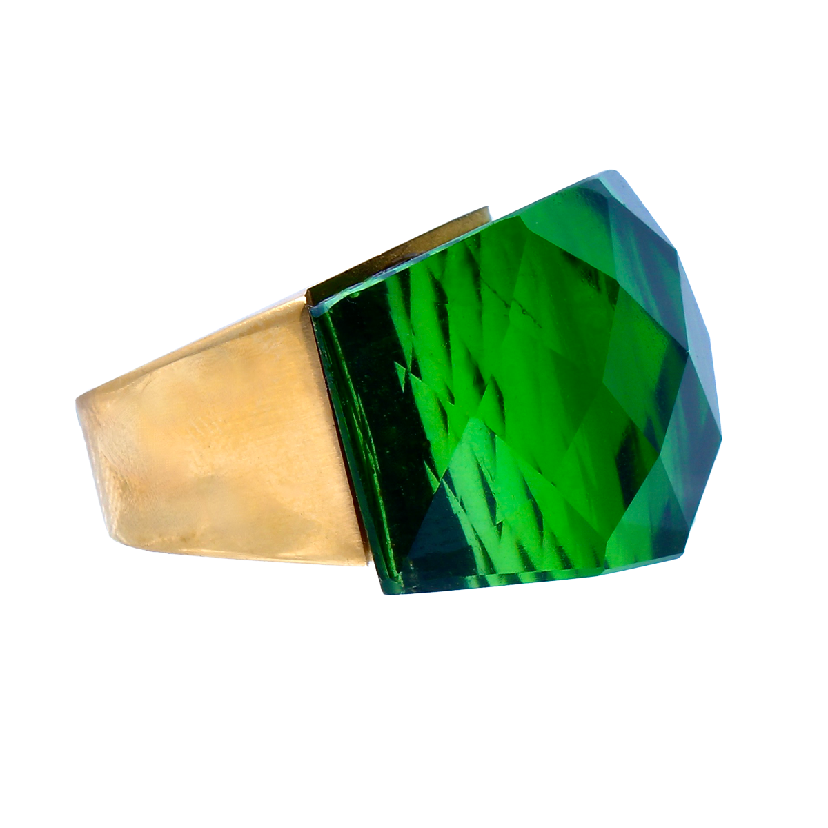 La Mirage, Oversized Emerald-Green Crystal Sculptural Cocktail Ring
